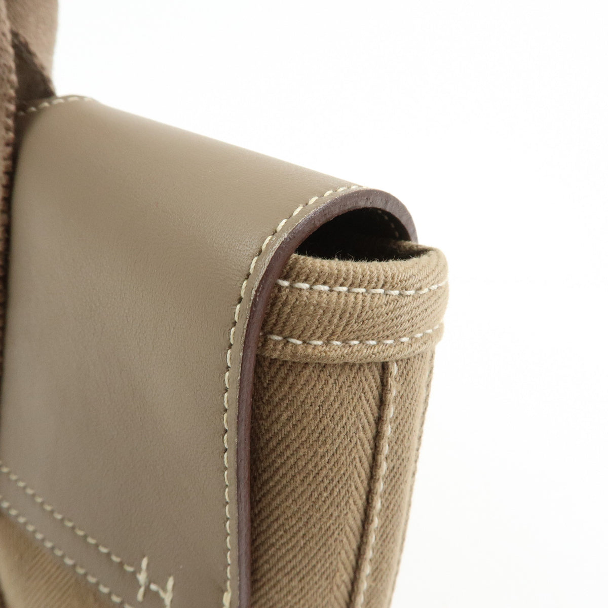 HERMES Valparaiso Long PM Calf Skin Tote Bag Hand Bag Etoupe
