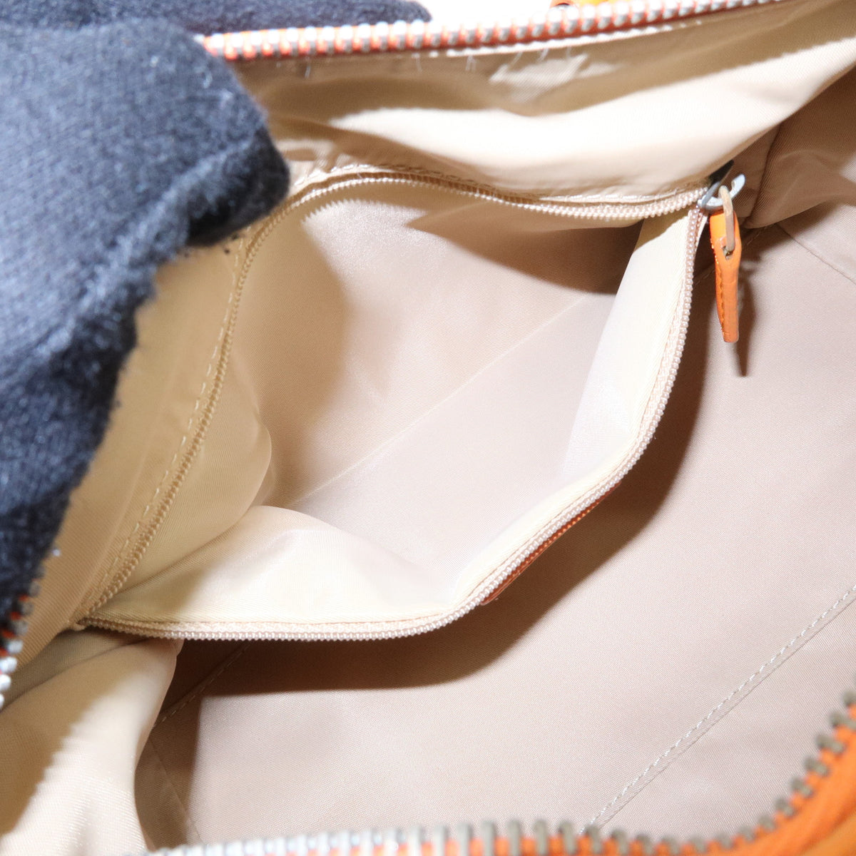 Christian Dior Trotter Jacquard Canvas Leather Hand Bag Beige Orange