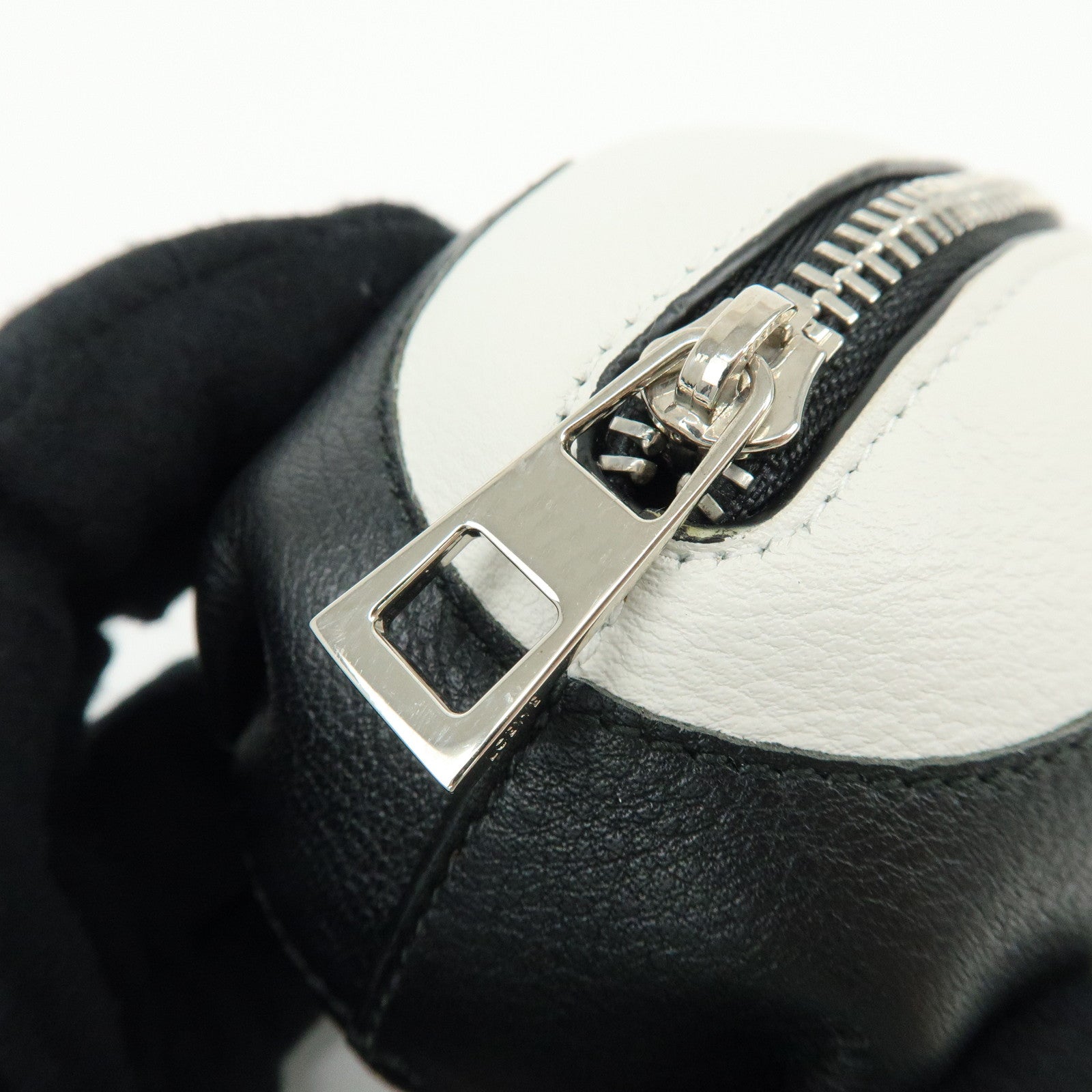LOEWE PANDA Animal Leather Coin Case Coin Purse White Black