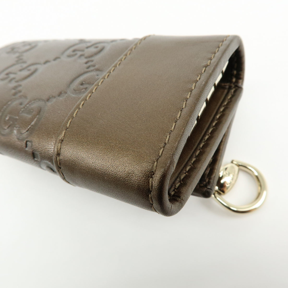 GUCCI Heartbit Guccissima Leather 6 Ring Key Case Key Holder Bronze