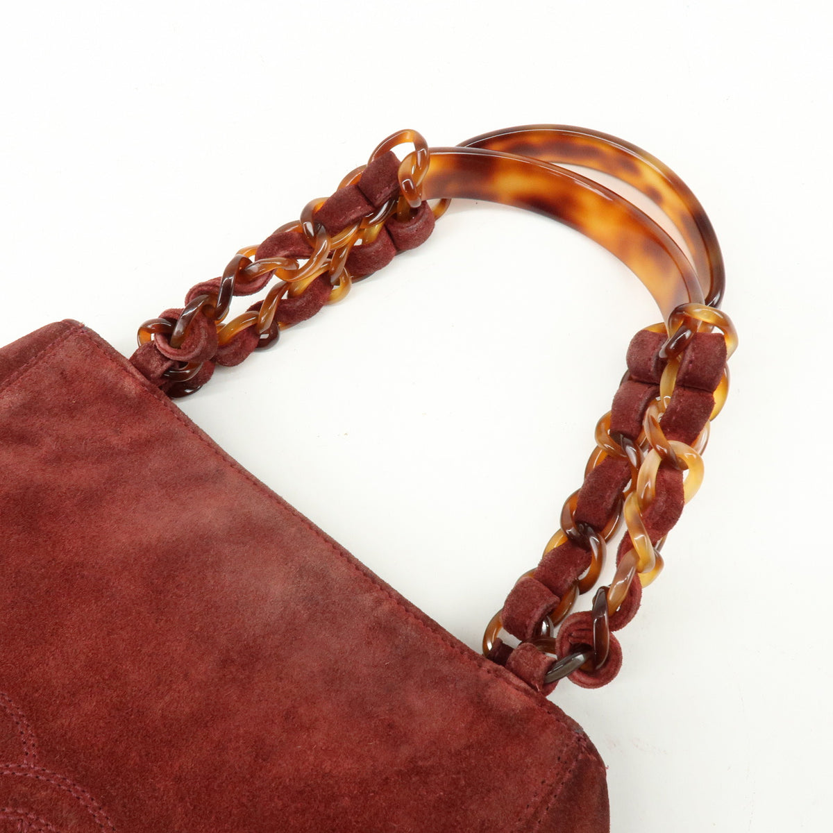 CHANEL COCO Mark Suede Leather Hand Bag Tote Bag Bordeaux