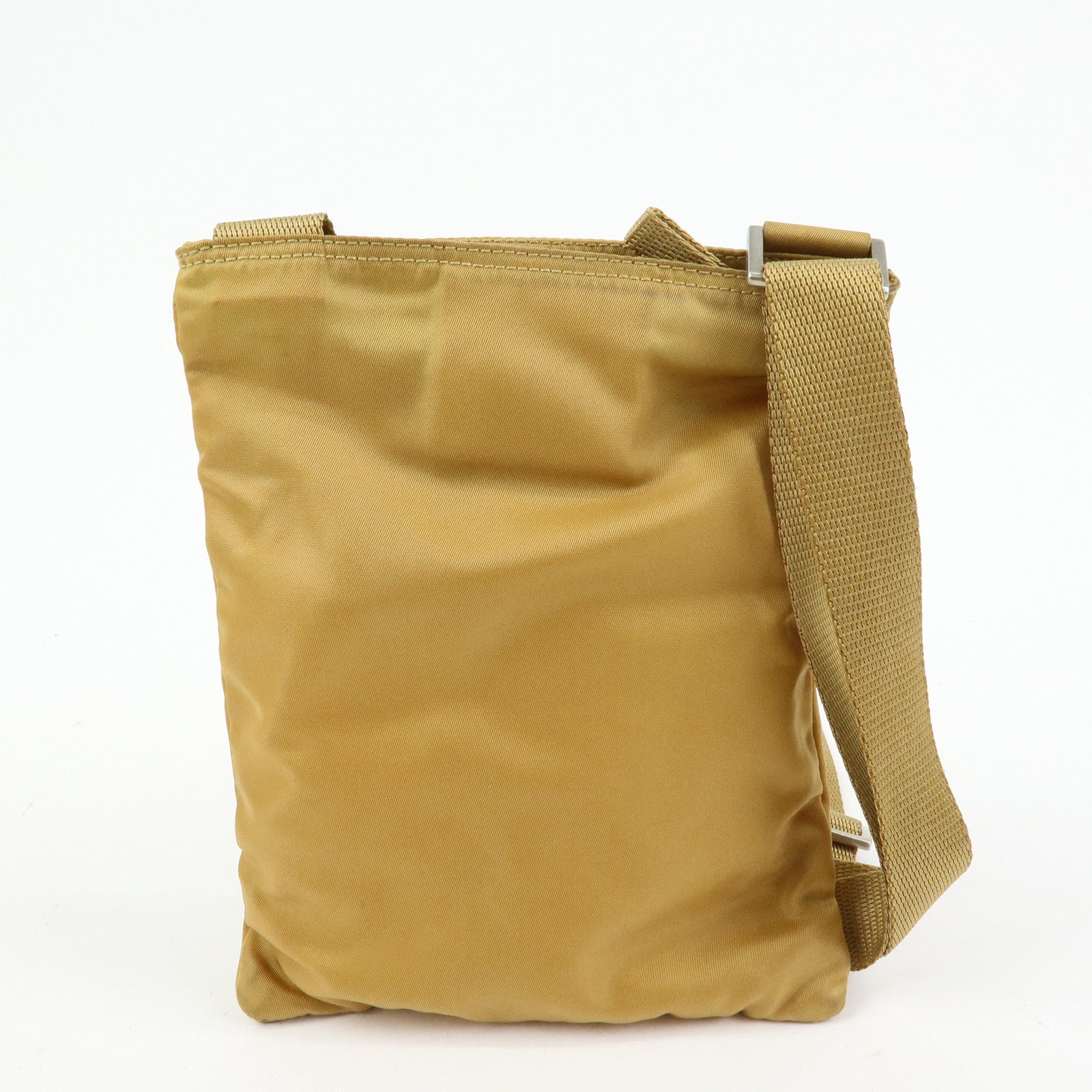 PRADA Triangle Logo Nylon Shoulder Crossbody Bag Light Brown B7792