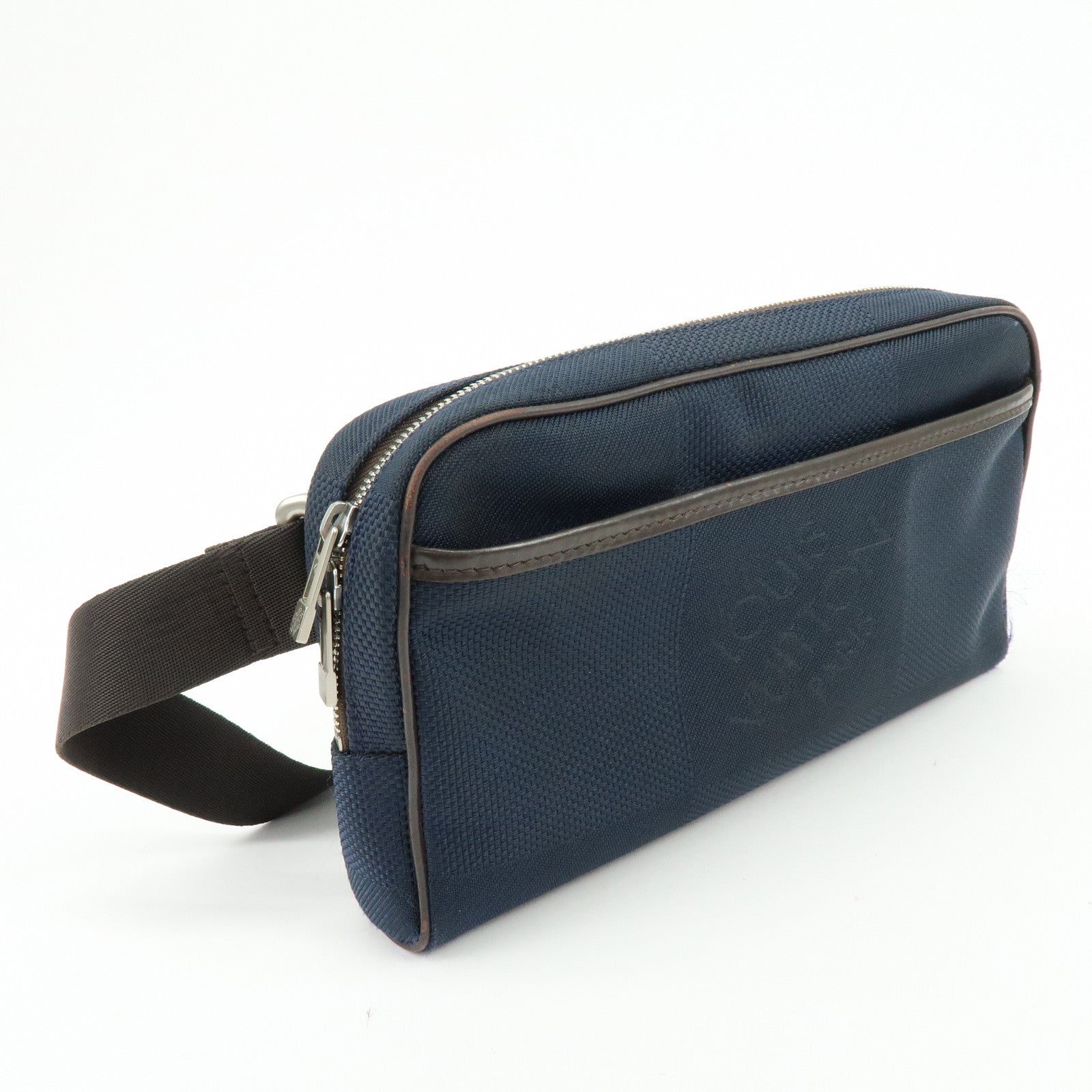 Louis Vuitton Damier Geant Canvas Leather Waist Body Bag Bleu Ocean