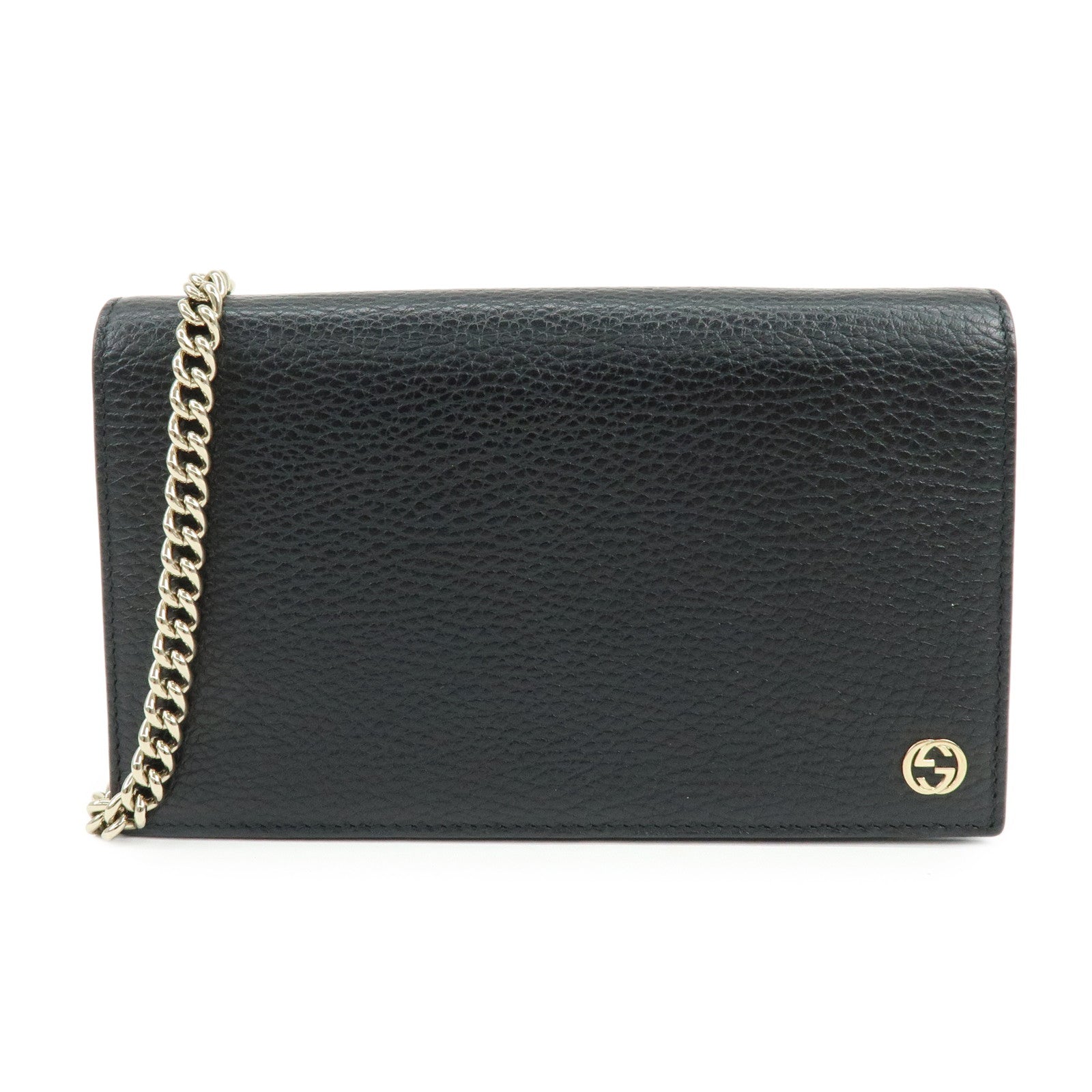 GUCCI Interlocking G Calf Leather Chain Wallet Shoulder Bag 466506