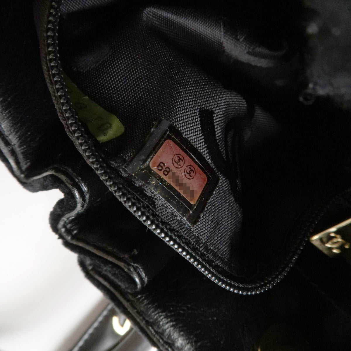 CHANEL Matelasse Velour Leather Ring Handle Hand Bag Black