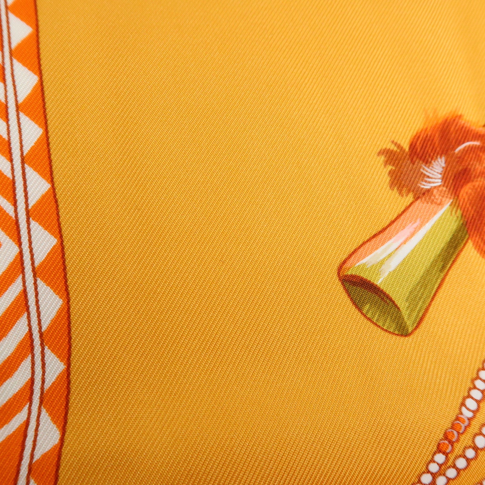 HERMES Carre 90 Silk 100% Scarf BRAZIL Orange Khaki