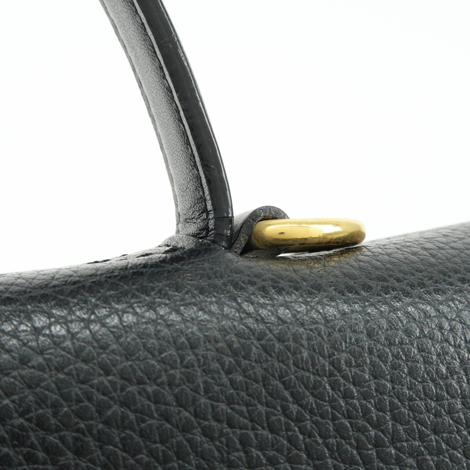 CELINE Leather 2WAY Bag Top Handle Bag Shoulder Bag Black