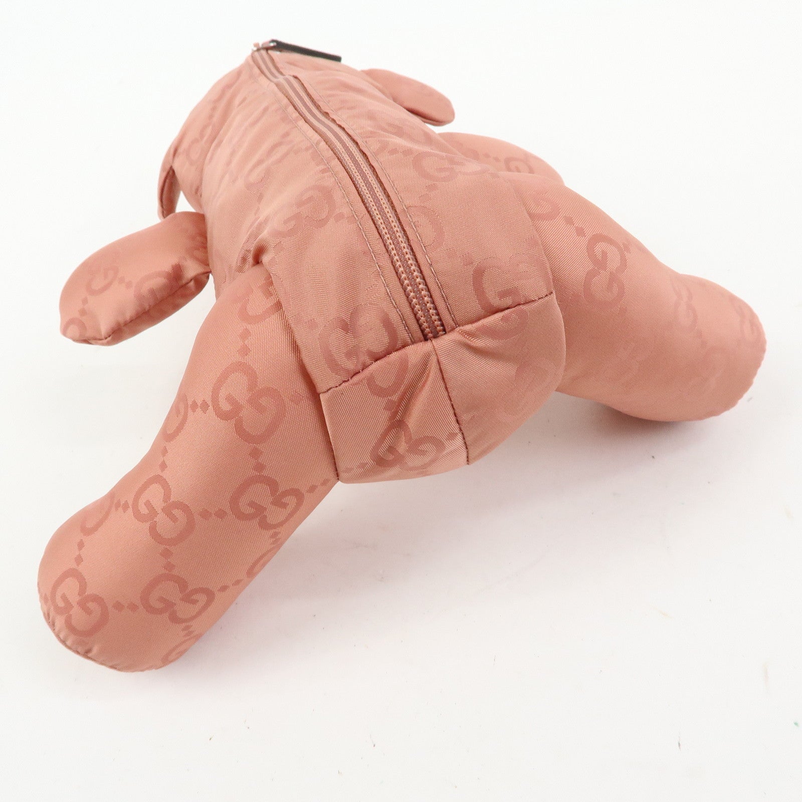 GUCCI Teddy Bear GG Nylon Cosmetic Pouch Bag Charm Pink 223669