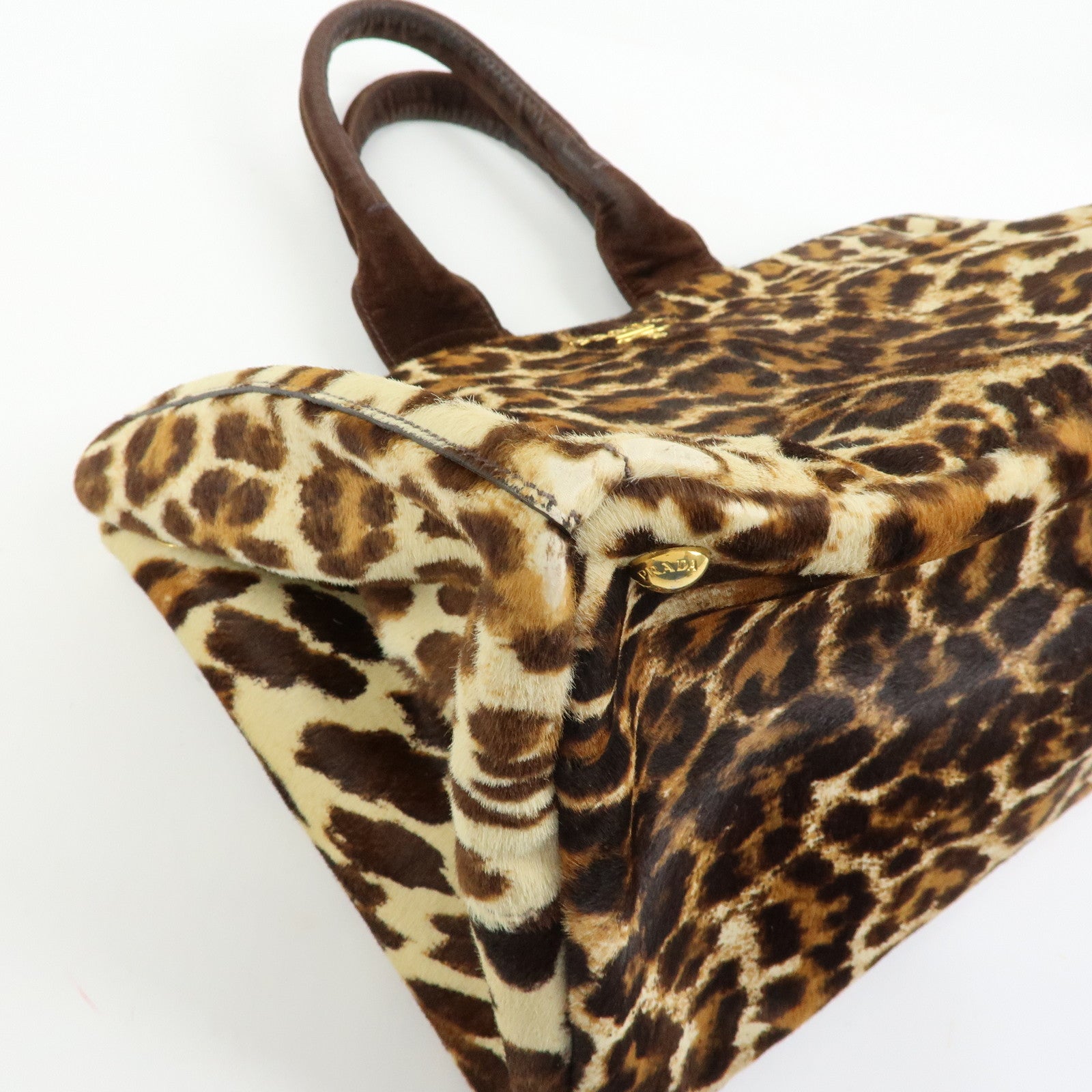 PRADA Triangle Logo Unborn Calf Canapa  2Way Tote Hand Bag BN1877