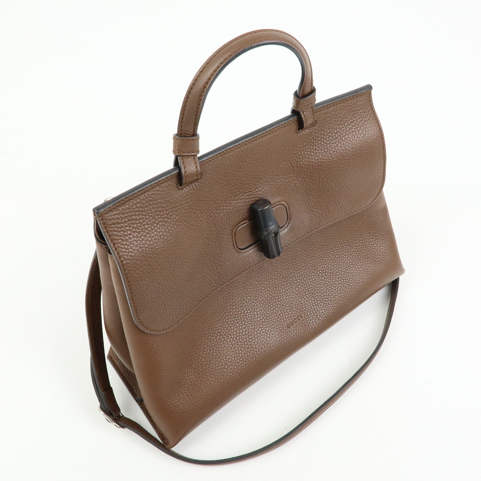GUCCI Bamboo Daily Medium Leather 2Way Bag Limited Edition Brown 392013
