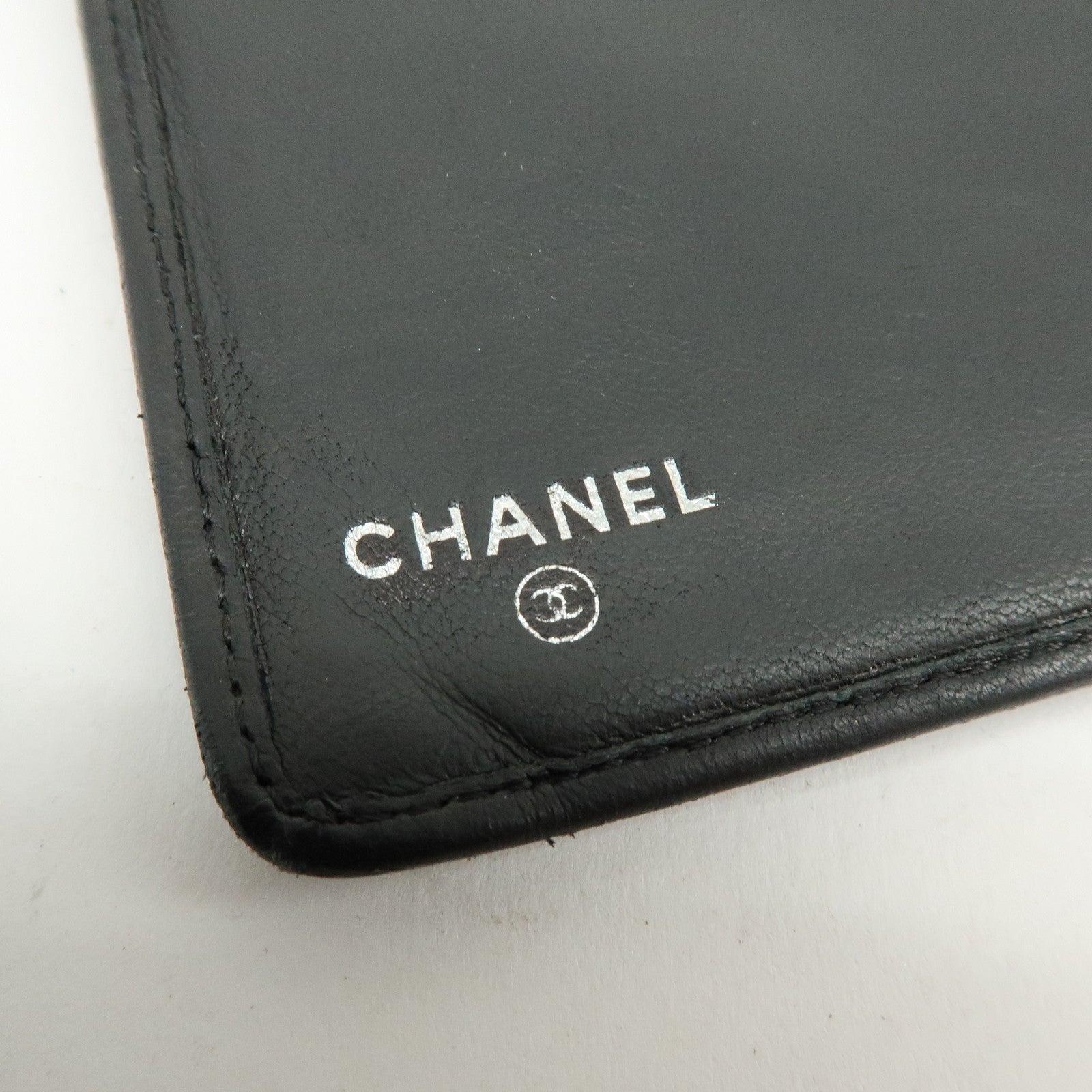 CHANEL COCO Mark Leather Bi-fold Flap Long Wallet Black