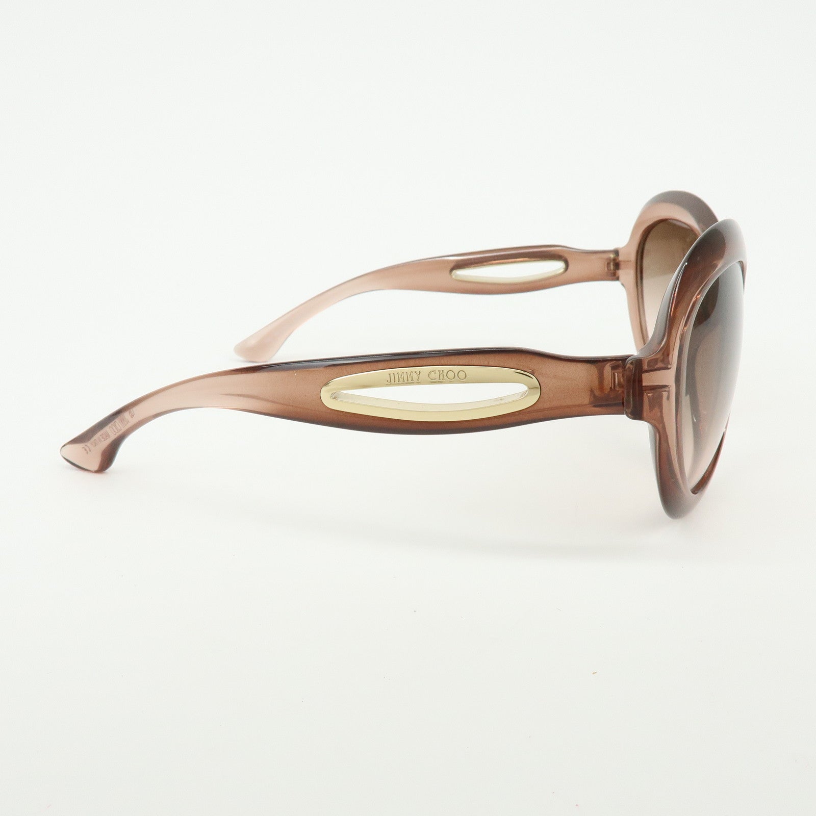 JIMMY CHOO Plastic Oval Cat Eye Sunglasses Transparent Brown