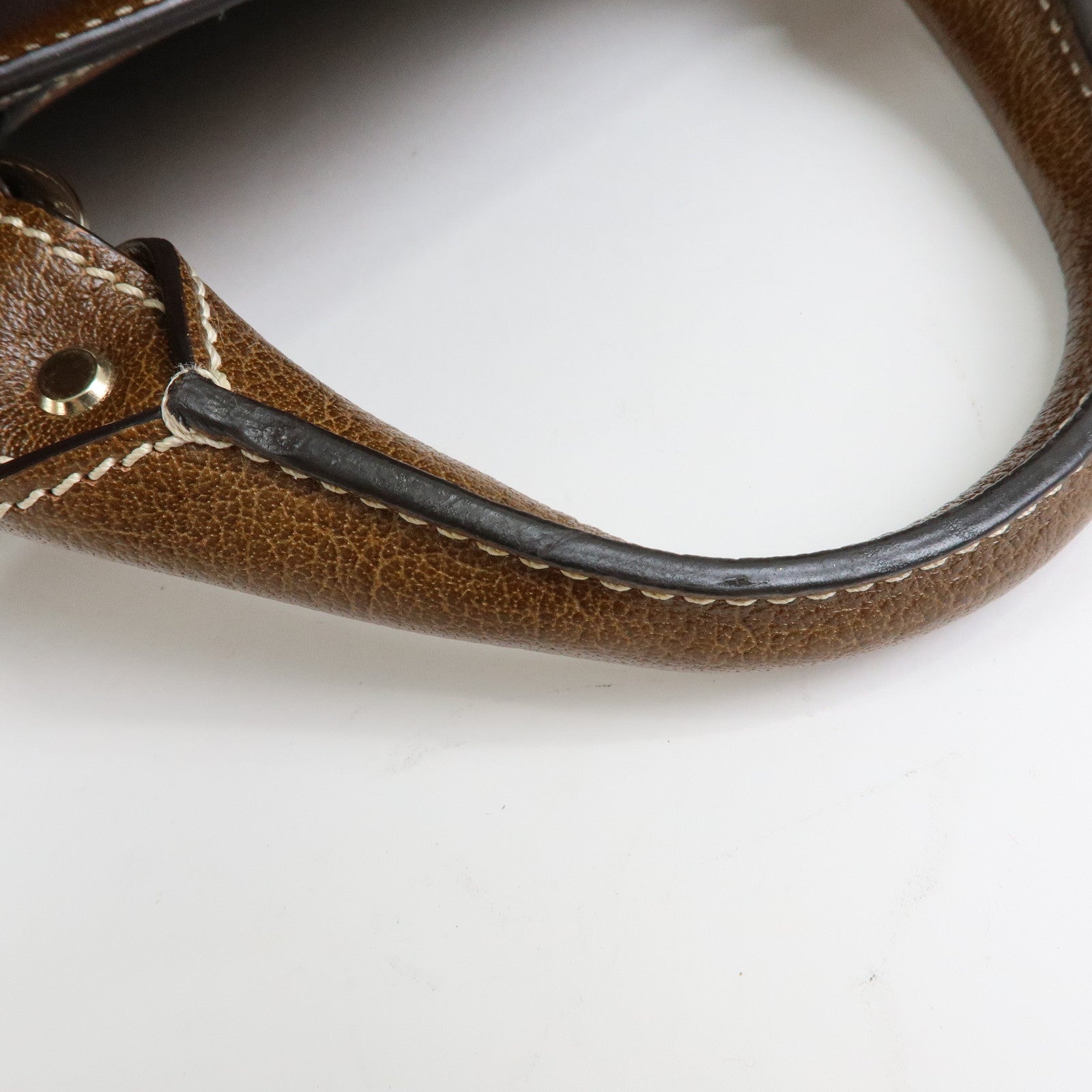 CELINE Boogie Bag Canvas Leather Hand Bag Tote Bag Brown