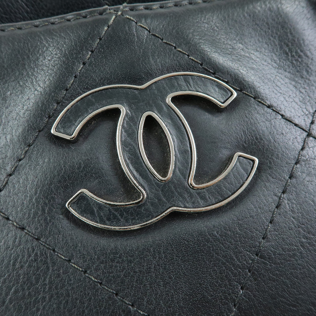 CHANEL COCO Mark Wild Stitch Calf Leather Chain Shoulder Bag Black