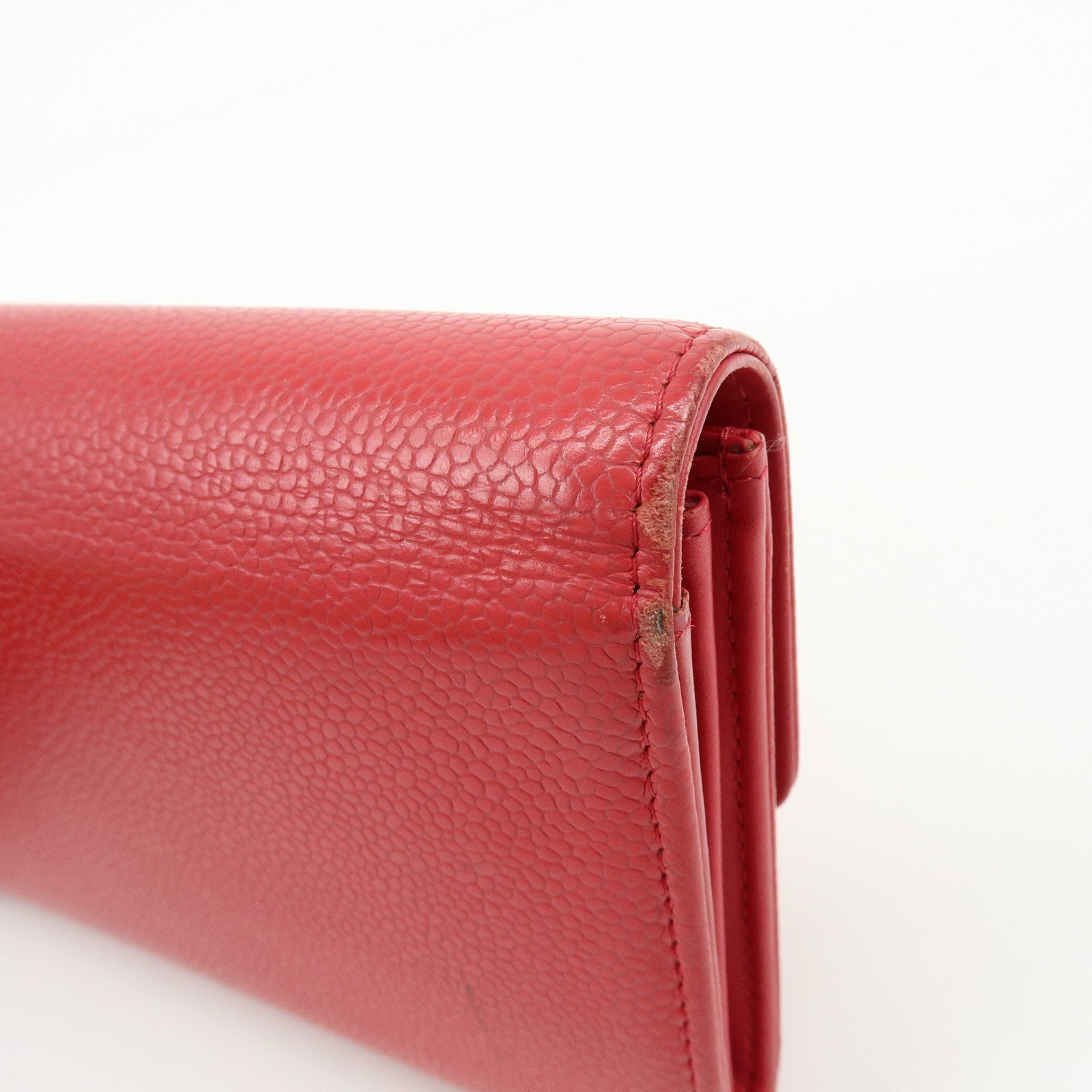 CHANEL COCO Mark Caviarskin Long Flap Wallet Red A50070