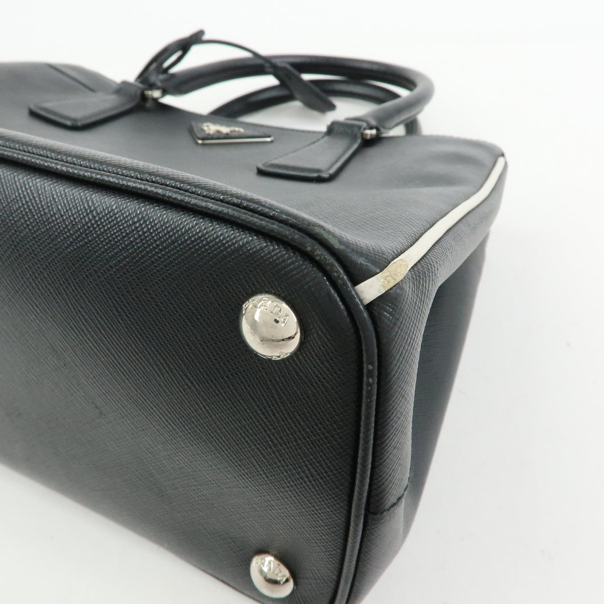 PRADA Galleria Triangle Logo Saffiano Leather 2way Bag Black 1BA801