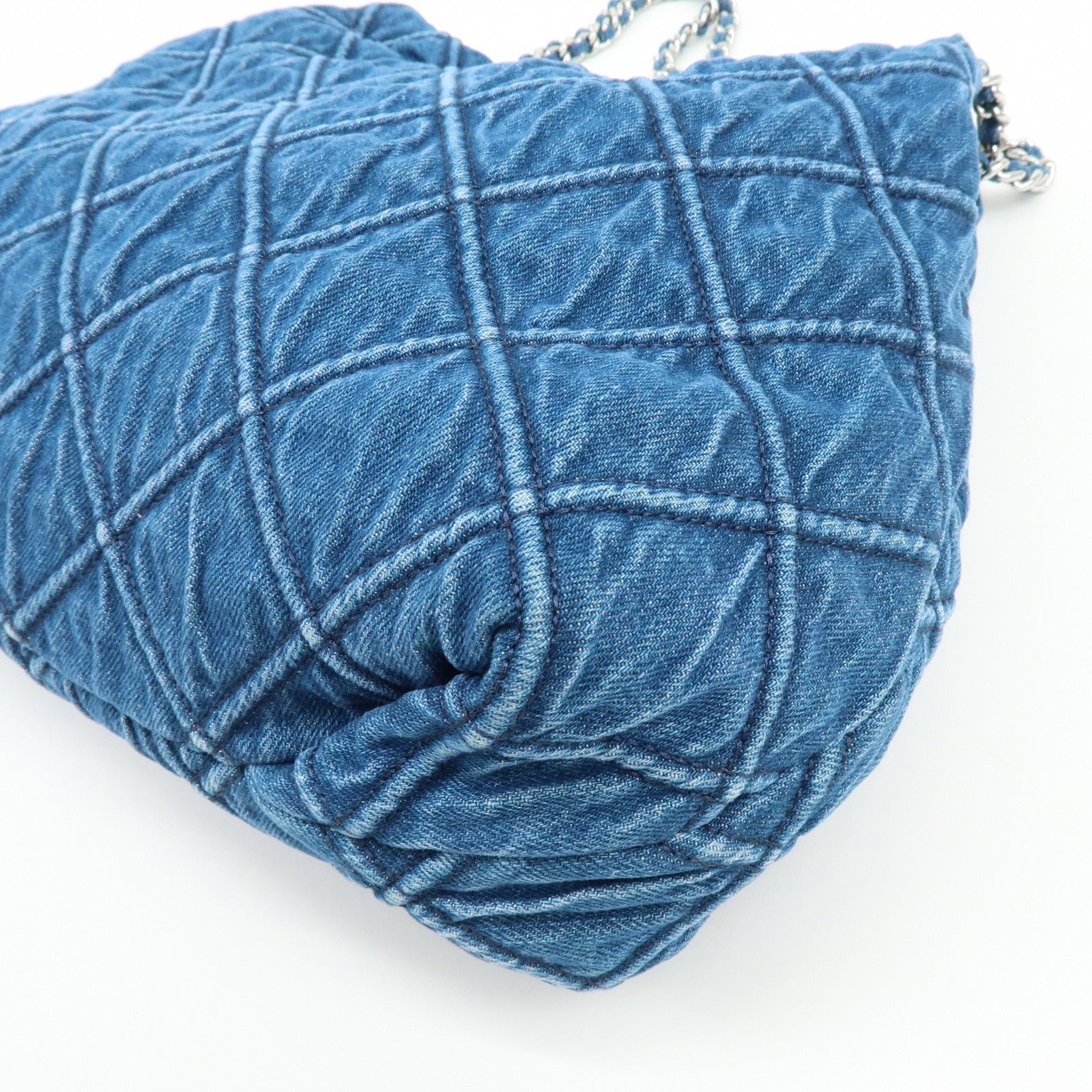 TORY BURCH Hobo Denim Chain Shoulder Bag Tote Bag Blue