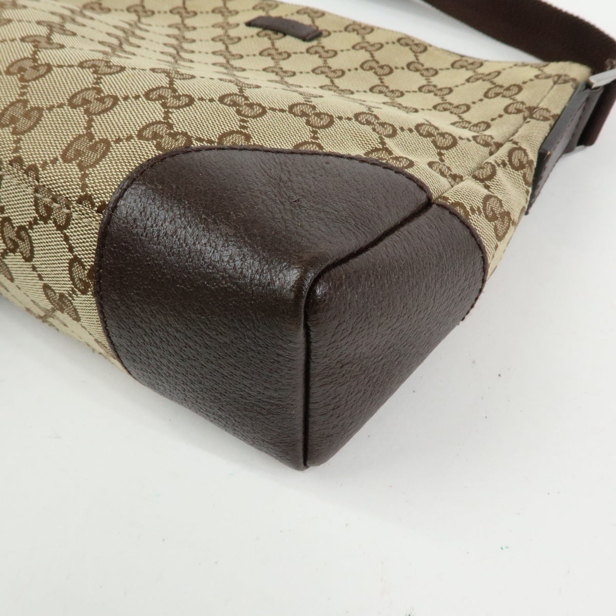 GUCCI GG Canvas Leather Shoulder Bag Crossbody Bag Beige Brown 114273