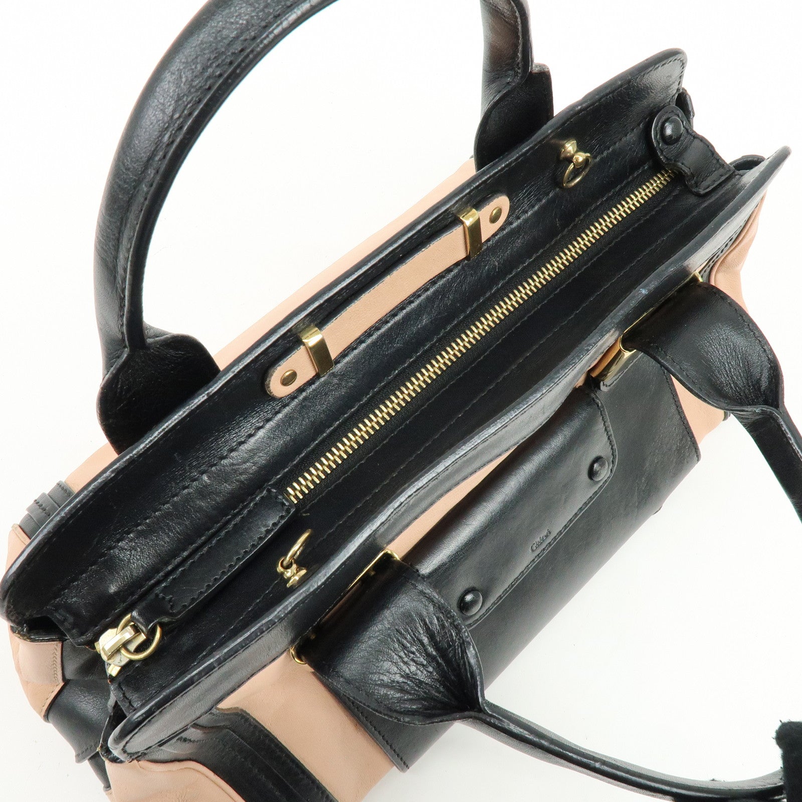 Chloe Alice Leather 2Way Bag Hand Bag Shoulder Bag Black Pink Beige