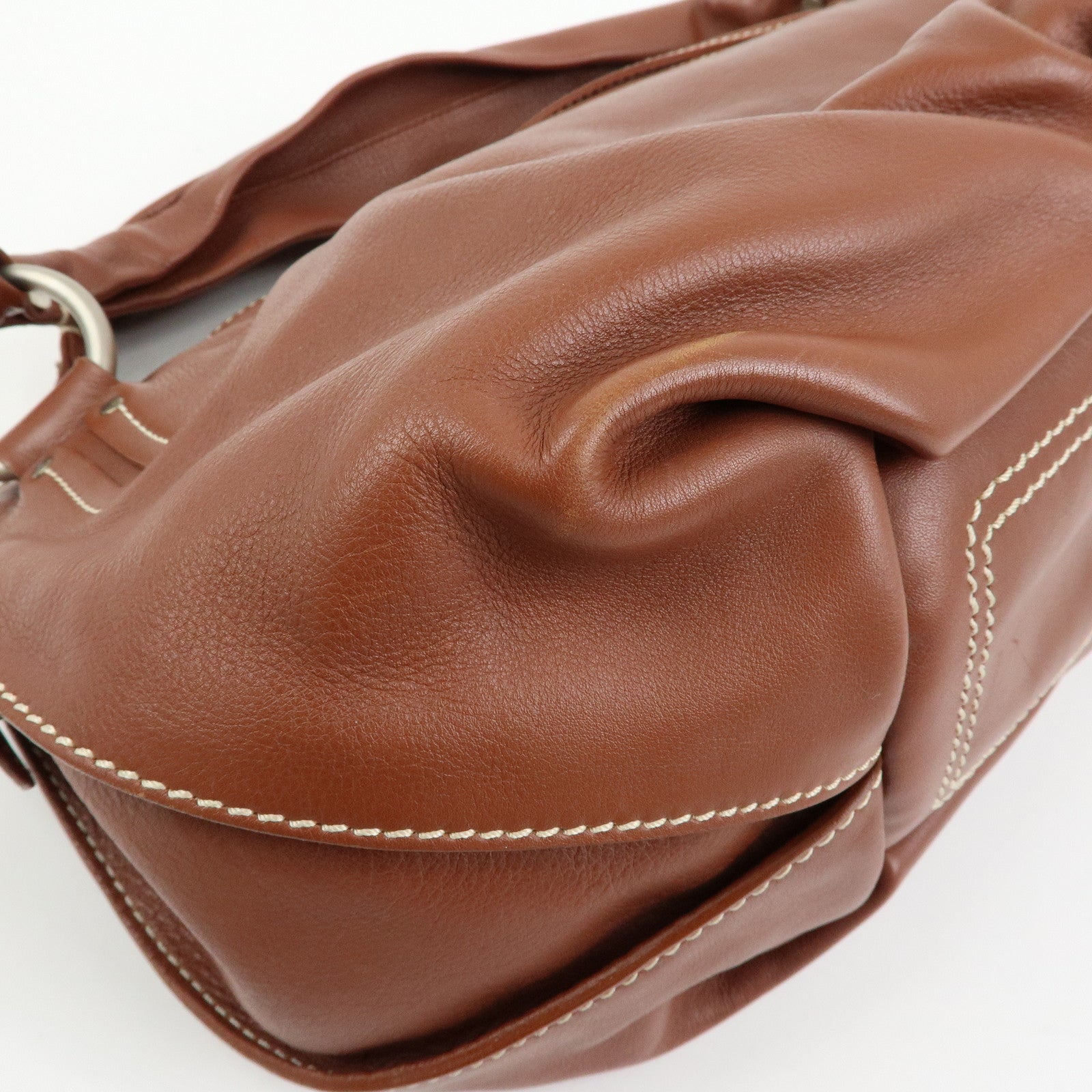 CELINE Bittersweet Leather Shoulder Bag Tote Bag Brown