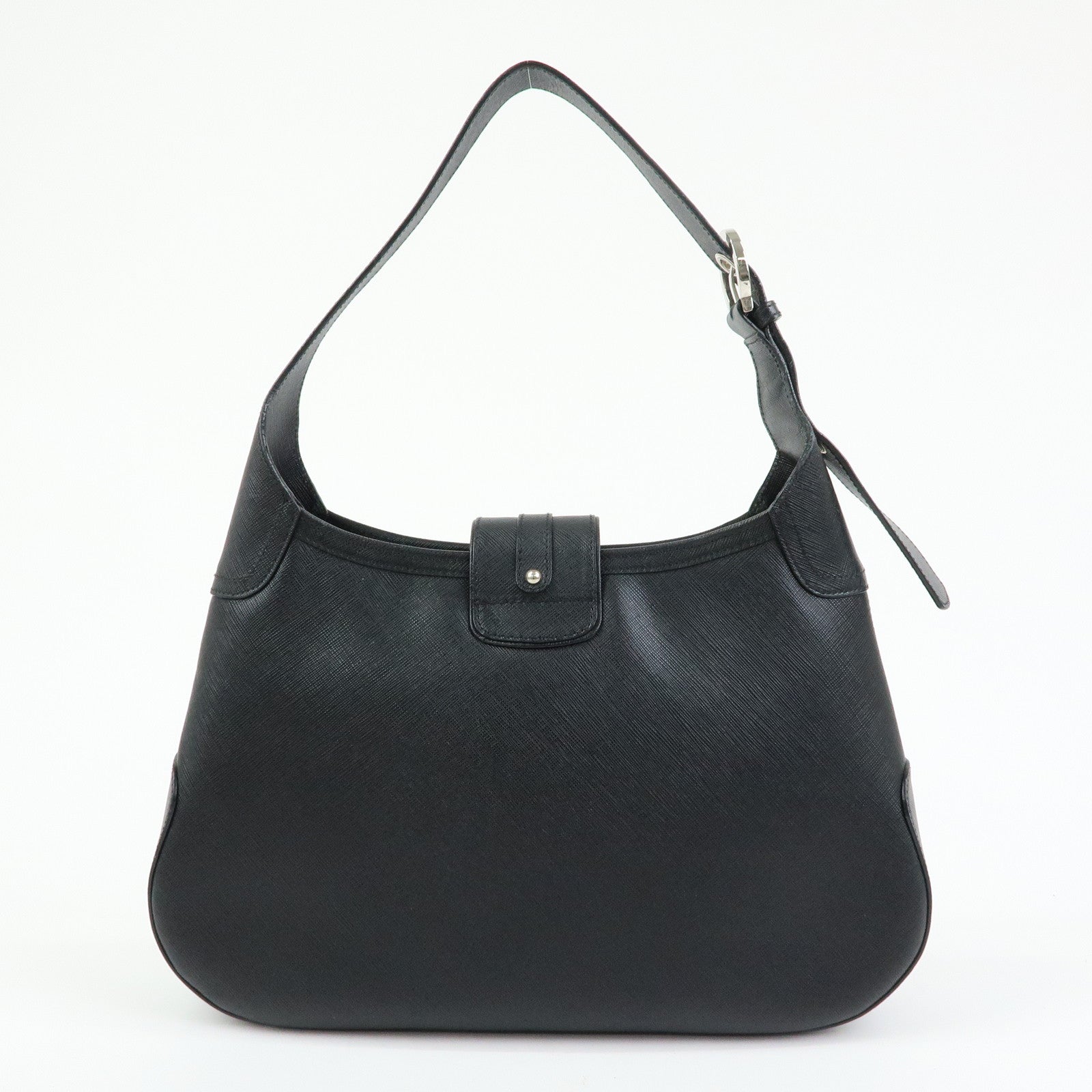 Ferragamo Gancini Leather Shoulder Bag Hand Bag Black