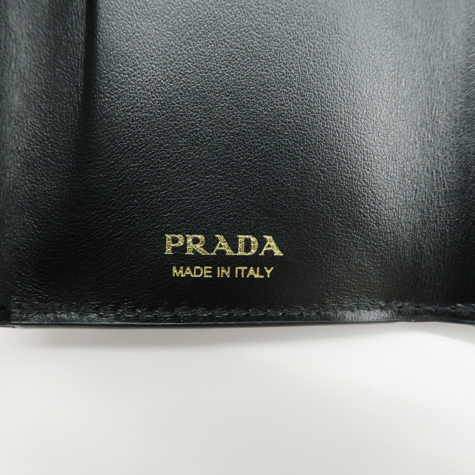 PRADA Vitello Move Leather Tri-fold Compact Wallet Black 1MH021