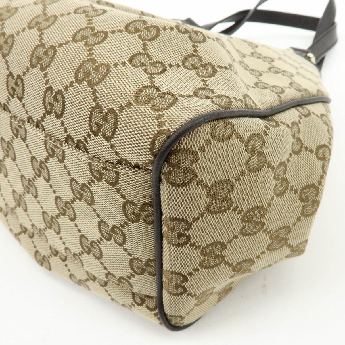 GUCCI GG Canvas Leather Hand Bag Shoulder Bag Toe Bag Brown 388919