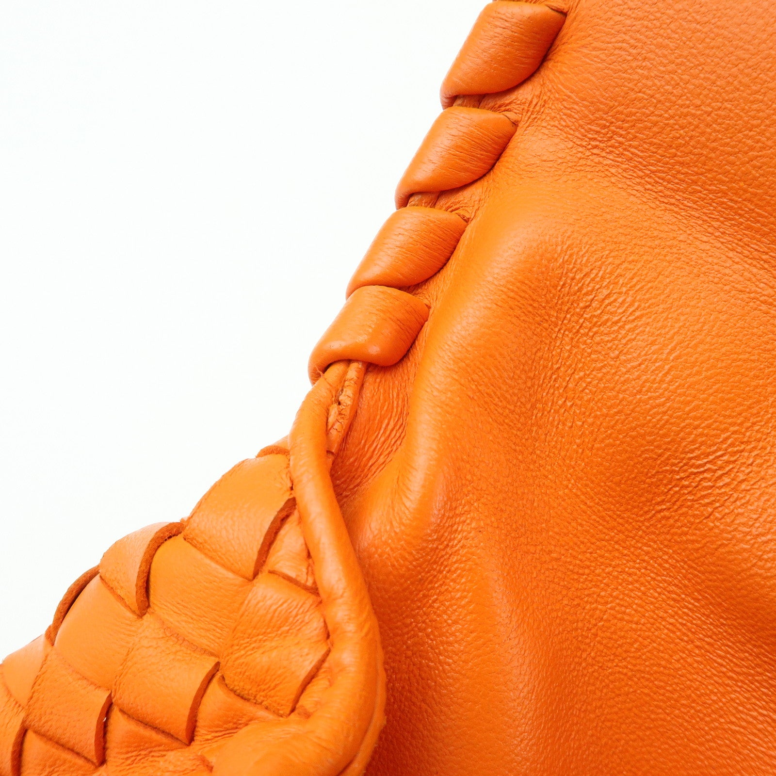 BOTTEGA VENETA Intrecciato Leather Chain Shoulder Bag Orange