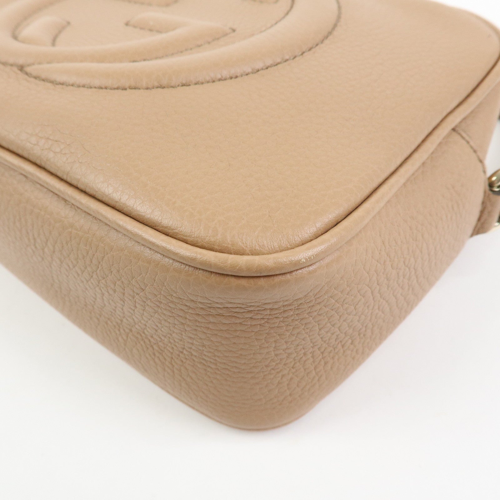 GUCCI SOHO Interlocking G Leather Small Disco Bag Beige 308364