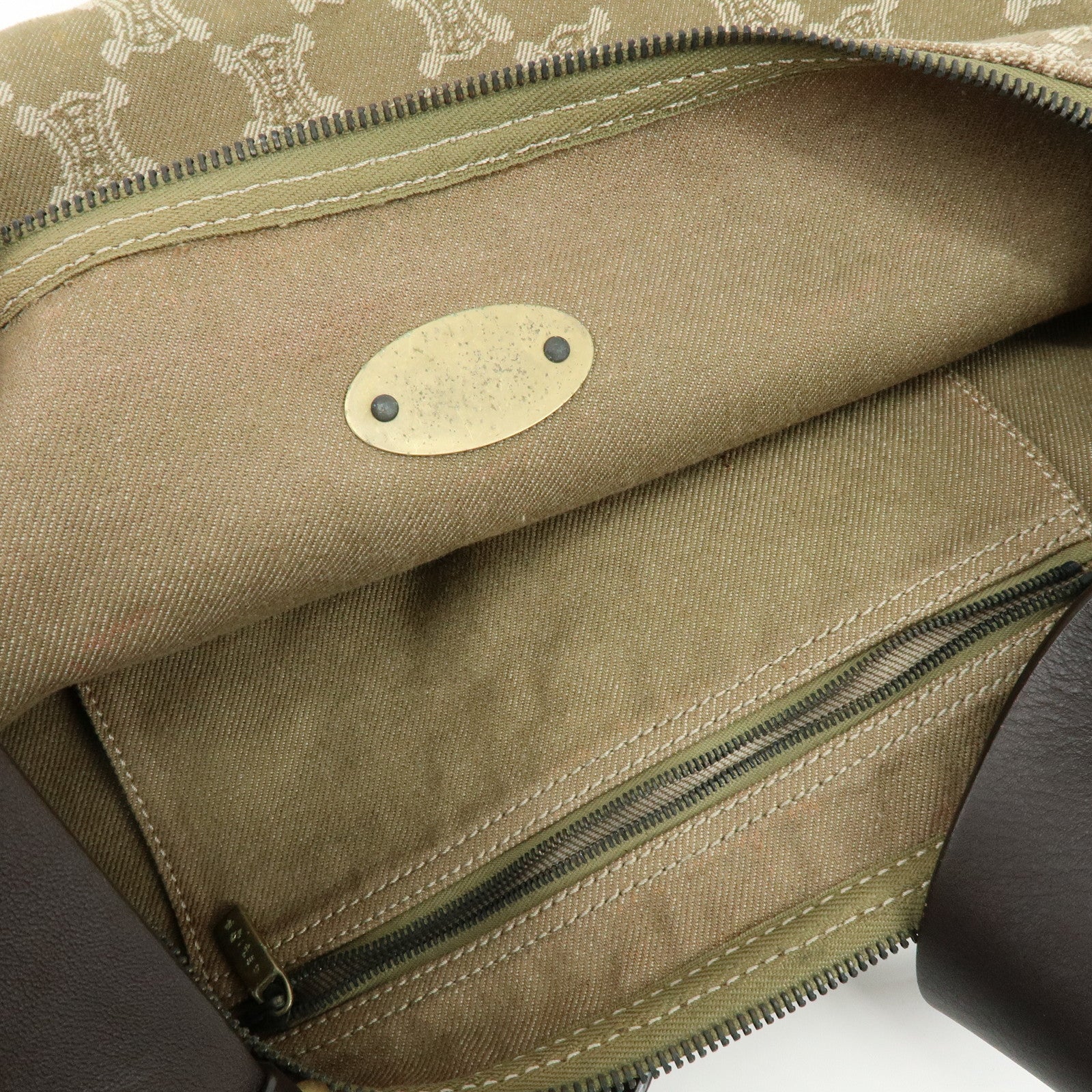 CELINE Macadam Canvas Leather Shoulder Bag Crossbody Bag Beige