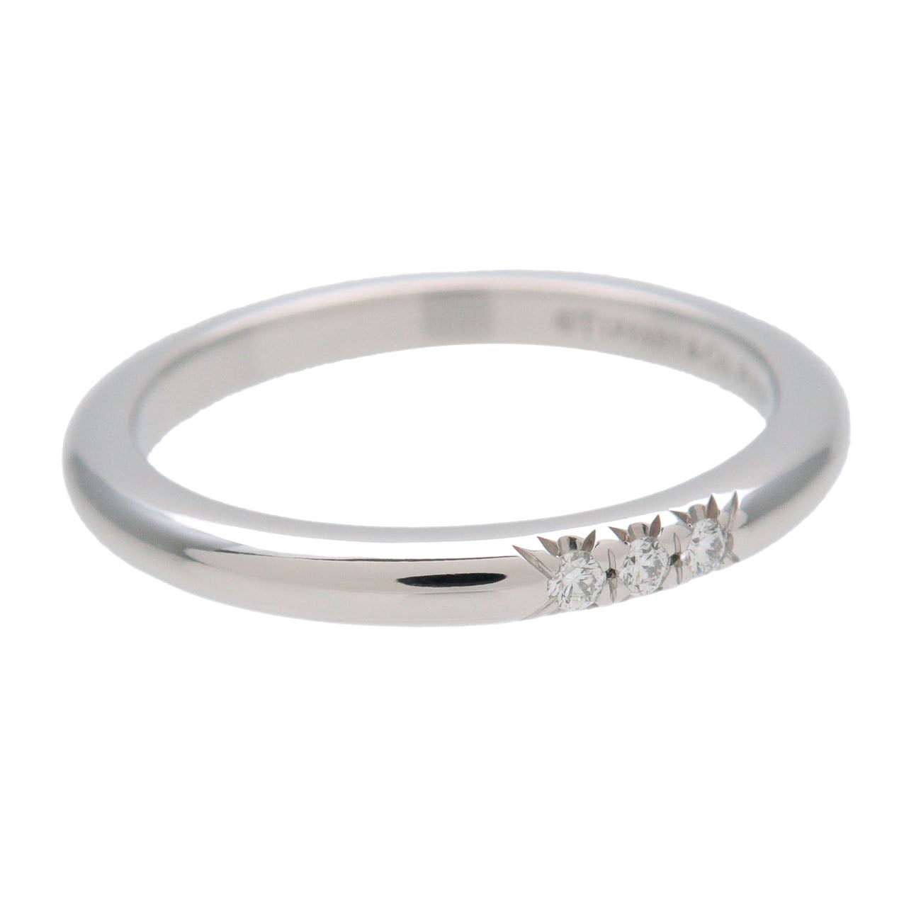 Tiffany & Co Classic Band 3P Diamond Ring PT950 Platinum US4 EU46.5 HK8