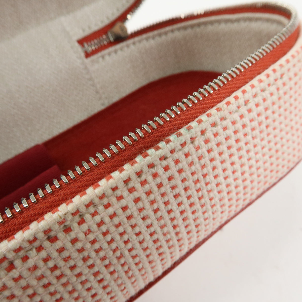 HERMES Toile H Escale Cosmetic Pouch Accesory Pouch Vermilion