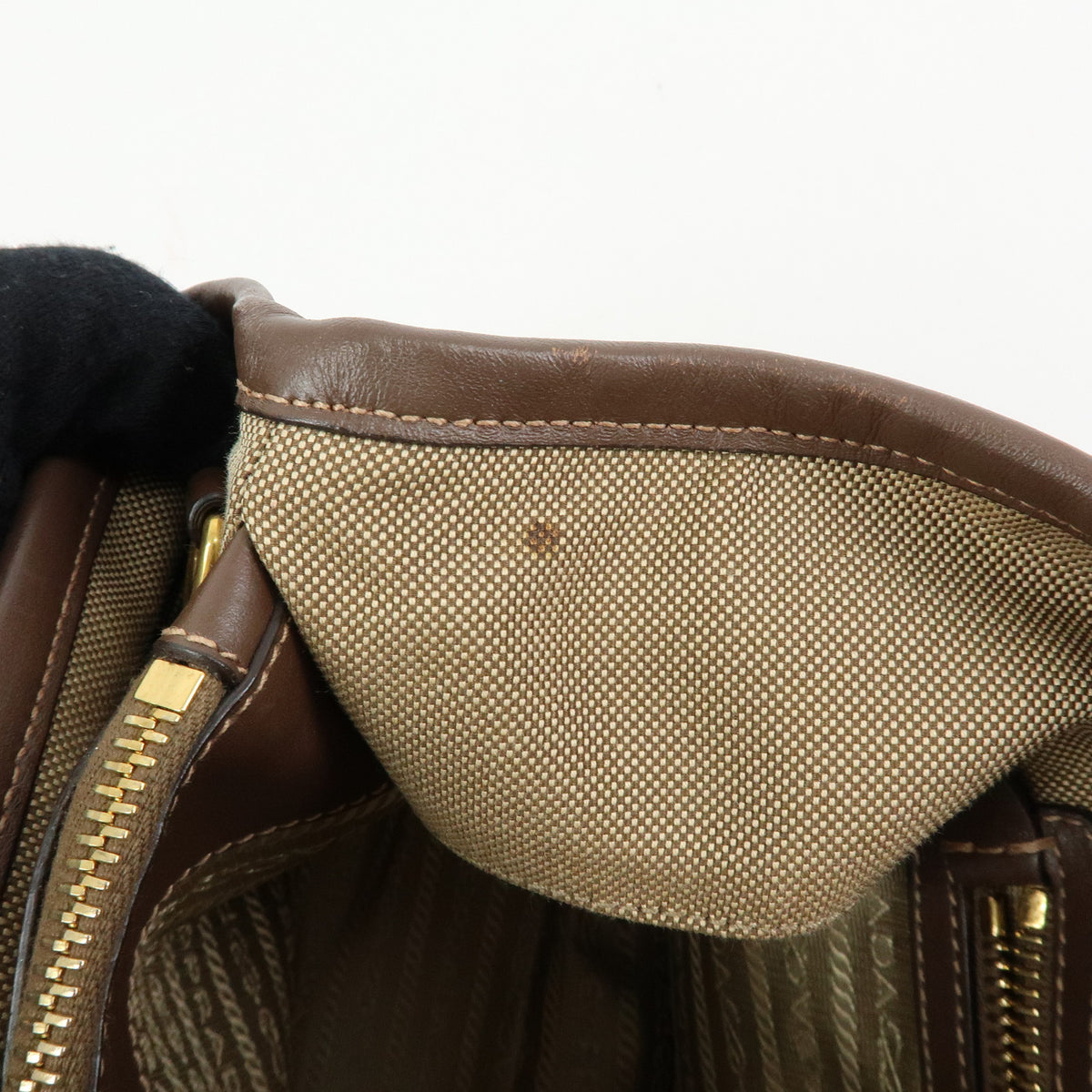 PRADA Triangle Logo Jacquard Canvas Leather 2Way Bag Hand Bag BN2832