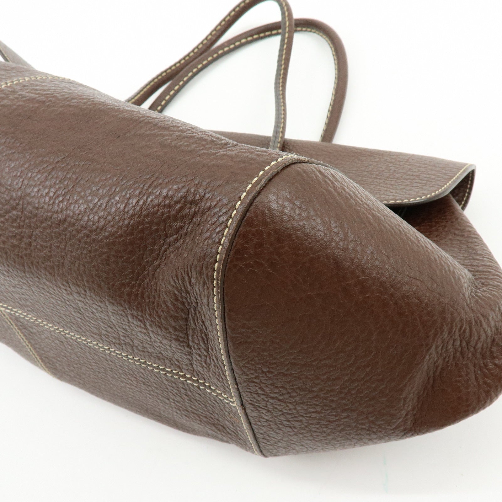 TOD'S Corniche Wave Leather Shoulder Bag Hand Bag Brown