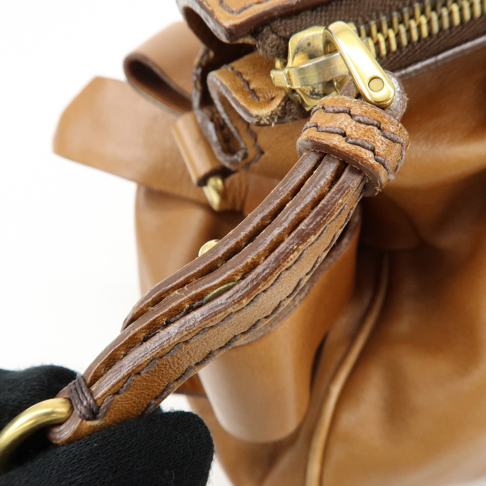 MIU MIU Leaether Ribbon 2Way Bag Hand Bag Shoulder Bag Brown