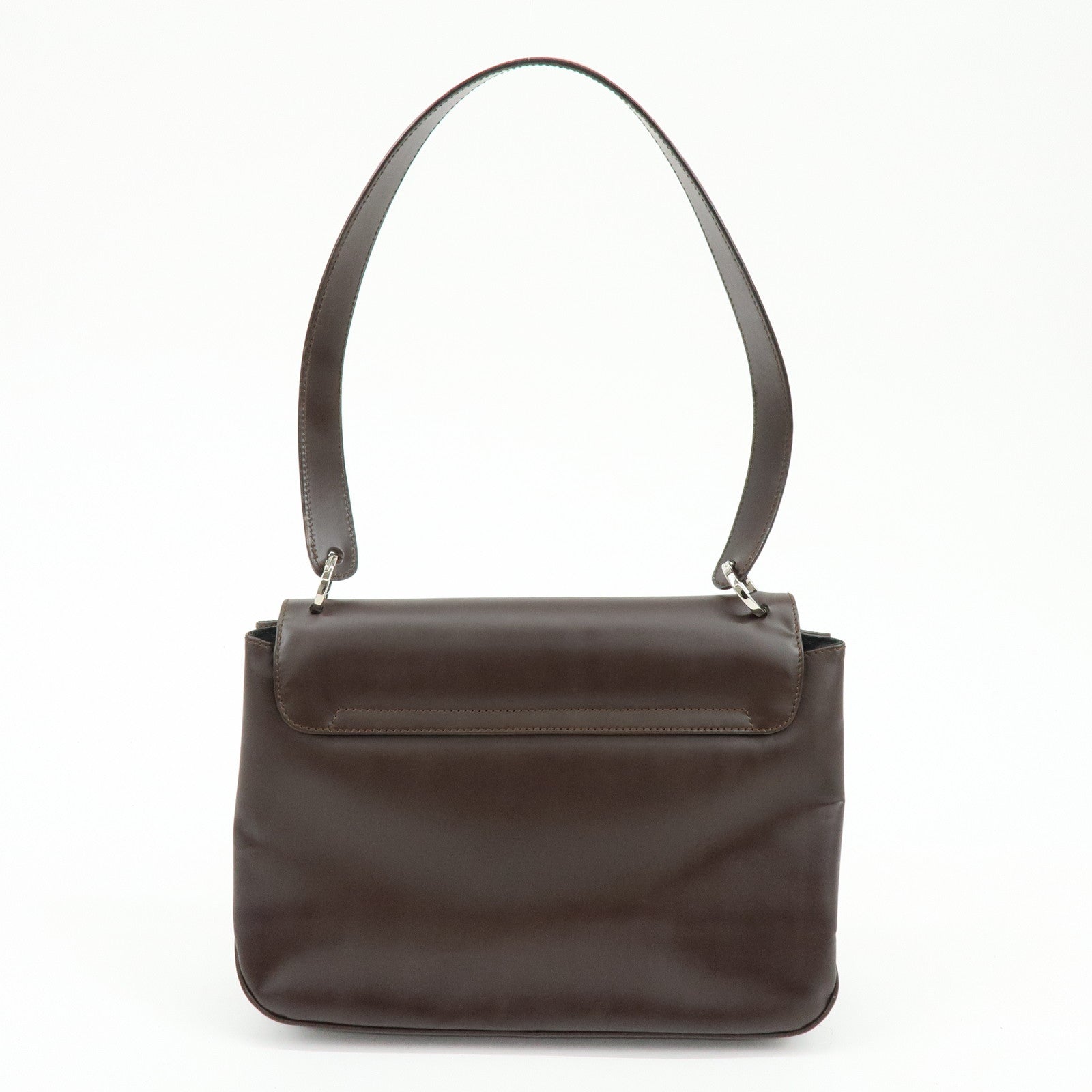 Ferragamo Vara Leather Shoulder Bag Hand Bag Dark Brown
