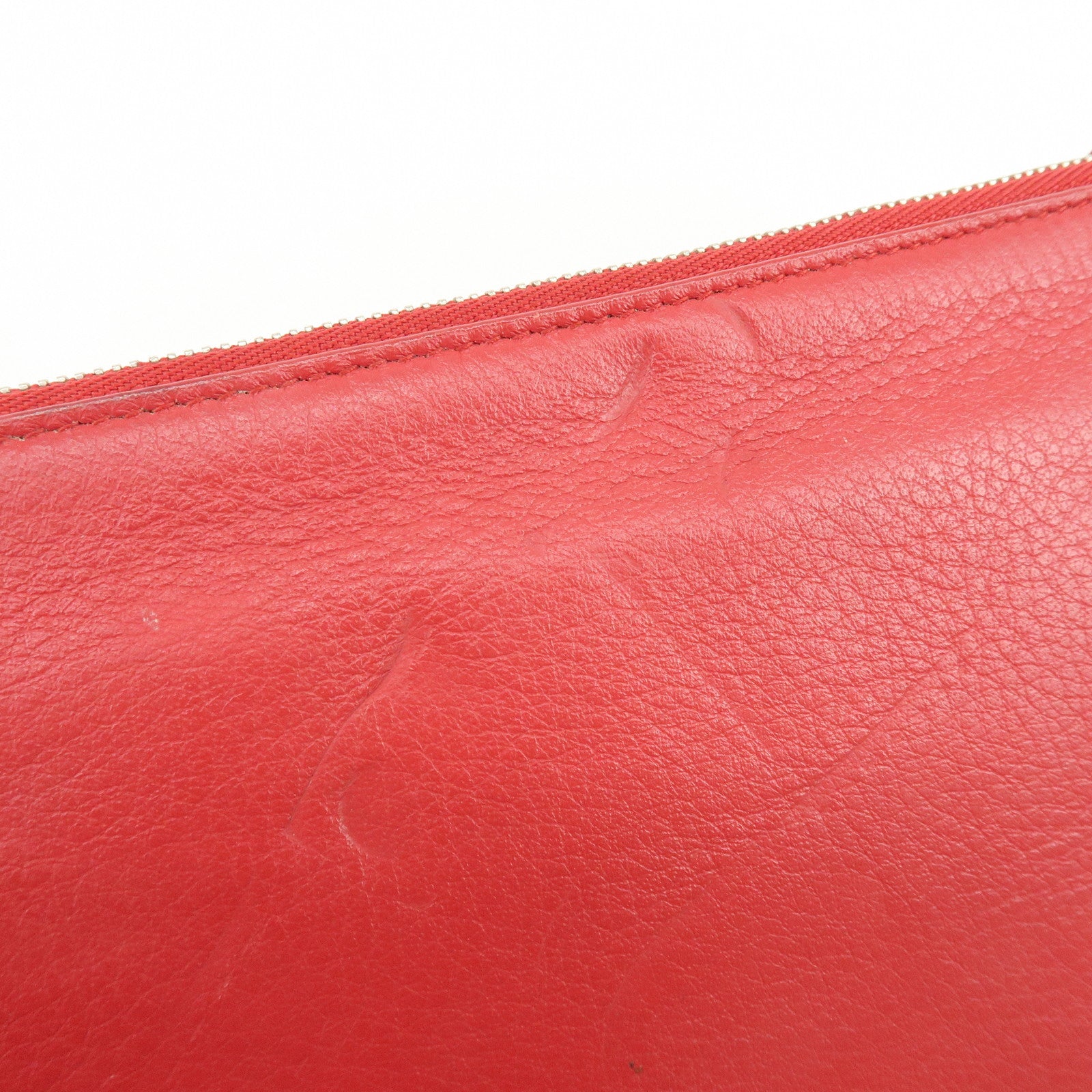 BALENCIAGA Leather Everyday Pouch Clutch Bag Flat Pouch Red 551992
