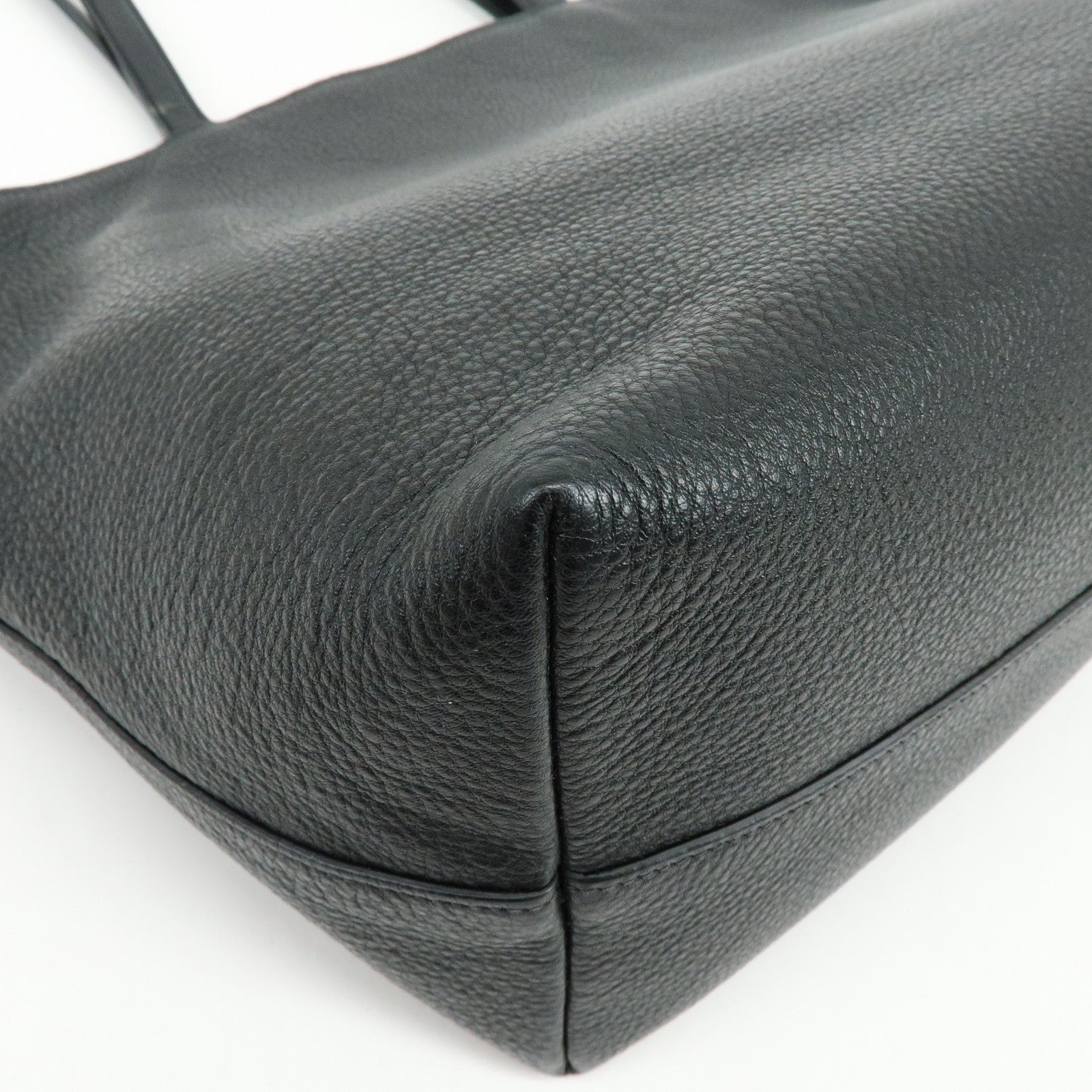 PRADA Logo Calf Leather Tote Bag Shoulder Bag Black
