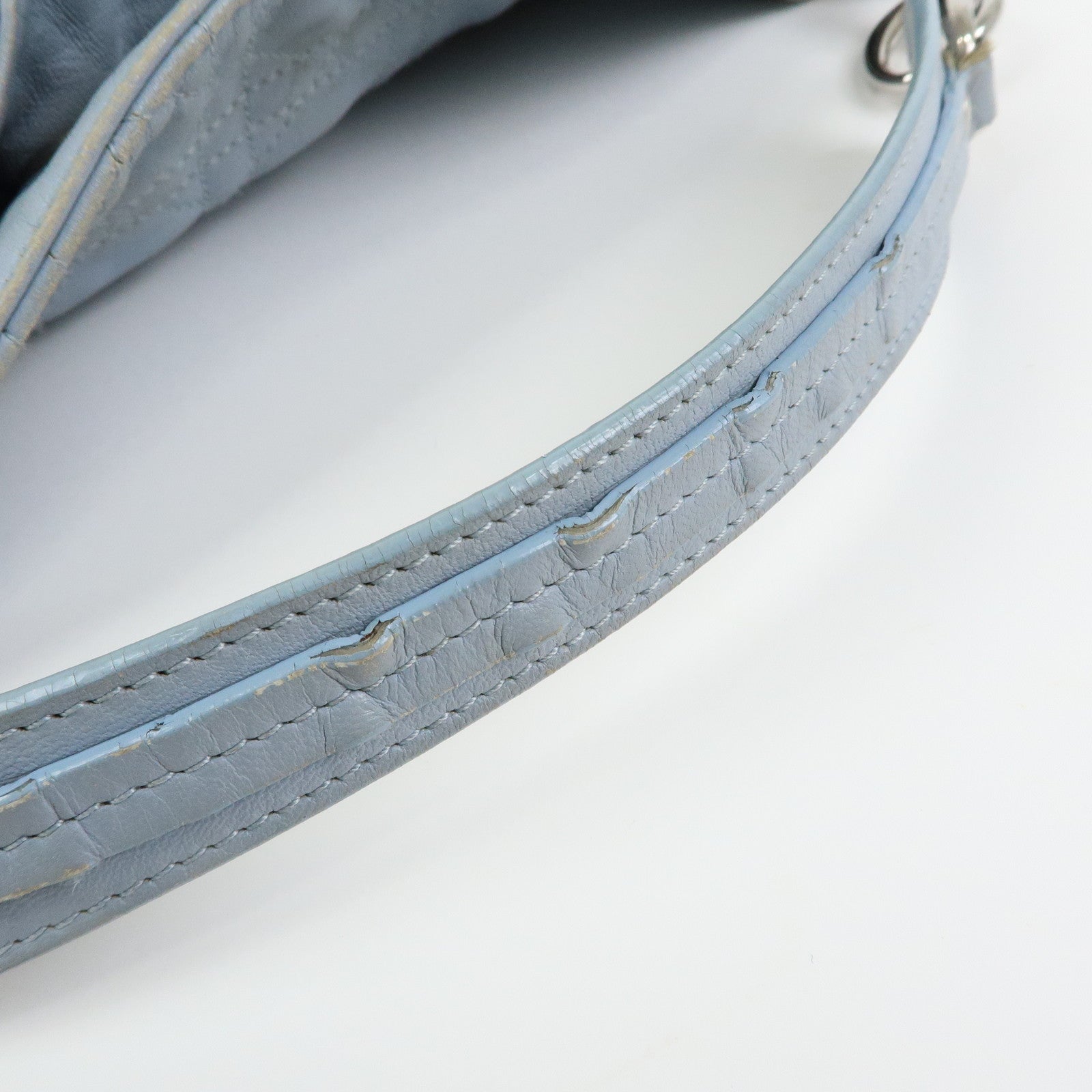 Christian Dior Lady Dior Cannage Lamb Skin Shoulder Bag Hand Bag Blue