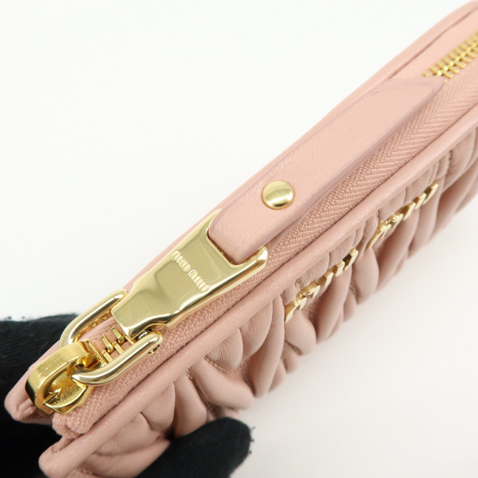 MIU MIU Matelasse Nappa Leather Coin Case Card Case Pink