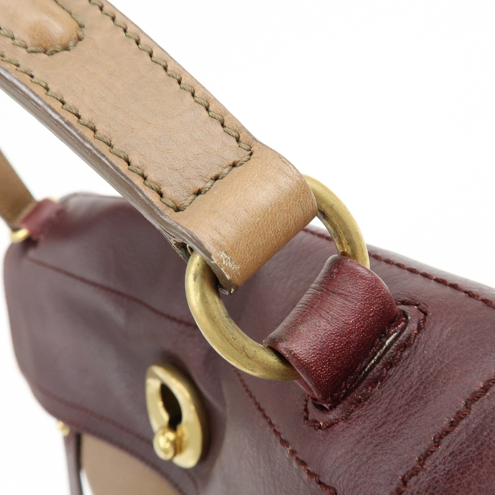 SAINT LAURENT PARIS Baby Cabas Leather Hand Bag Boudreaux Beige