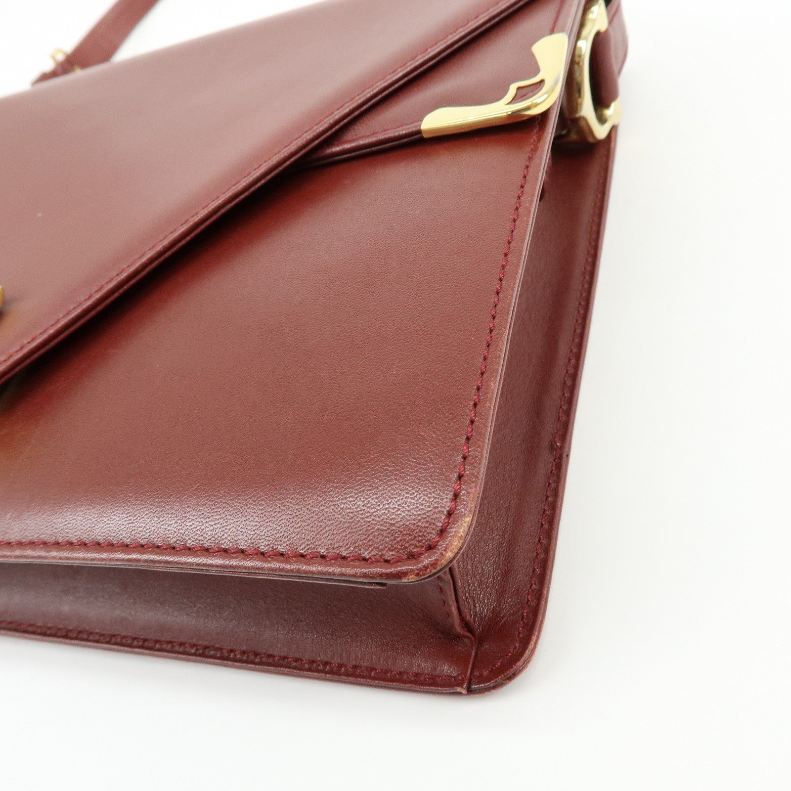 Cartier Must de Cartier Leather Double Flap Shoulder Bag Boudreaux