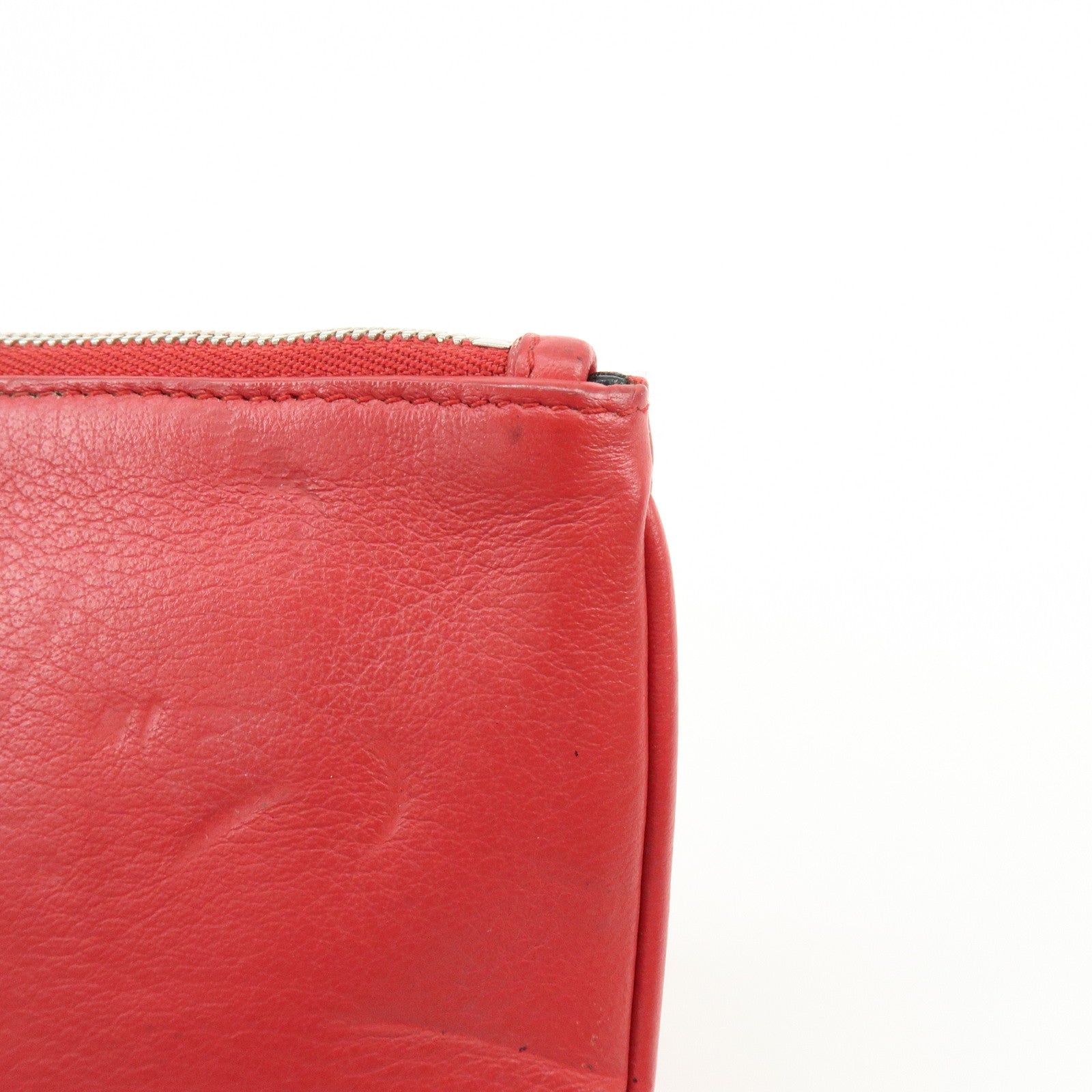 BALENCIAGA Leather Everyday Pouch Clutch Bag Flat Pouch Red 551992