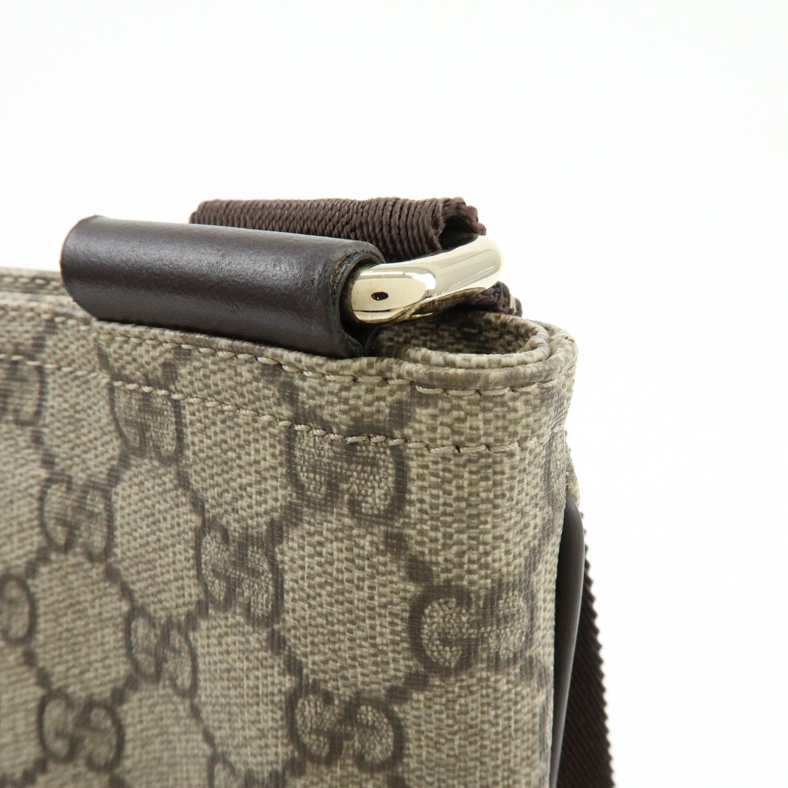 GUCCI GG Supreme Leather Shoulder Bag Crossbody Bag Brown Beige 201446