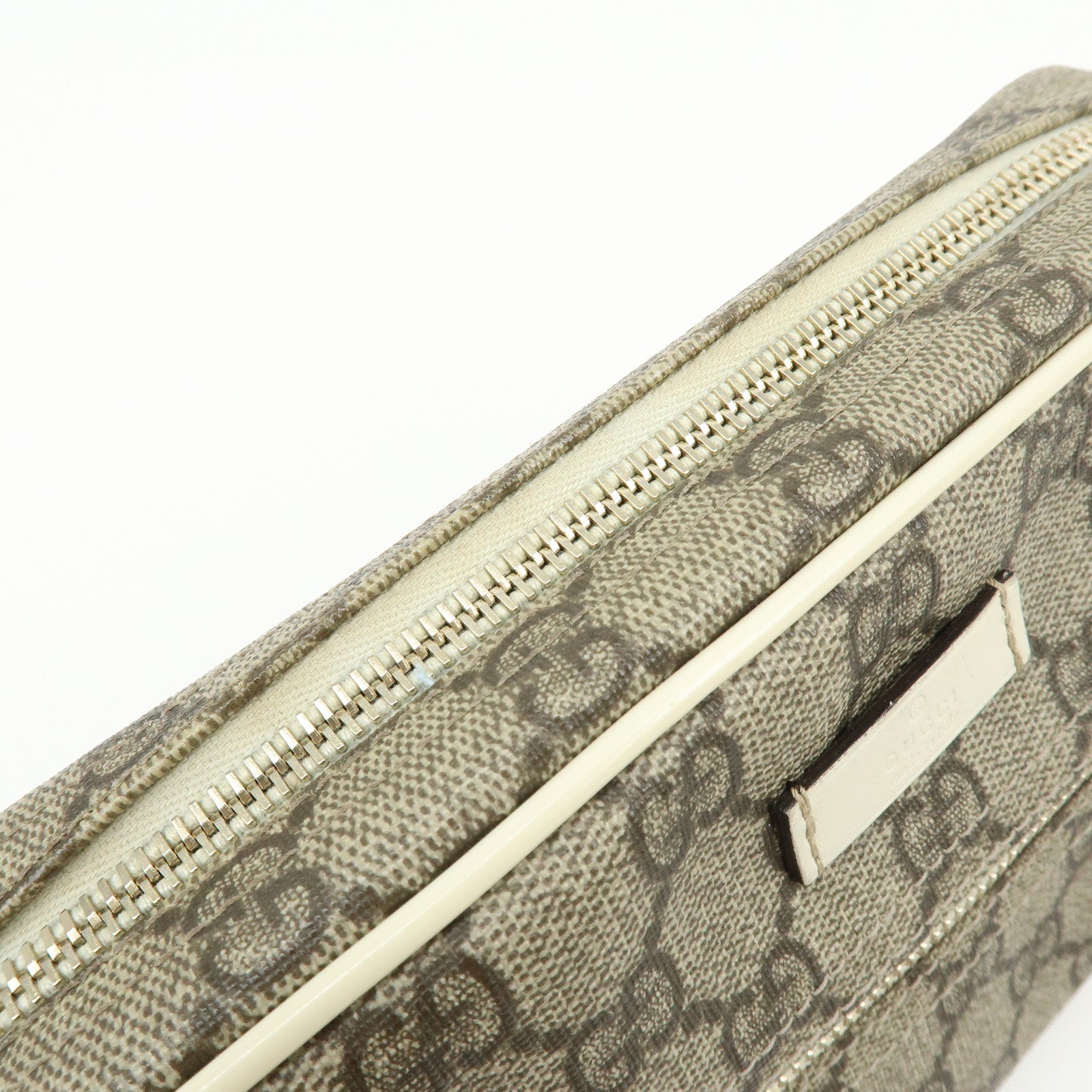GUCCI GG Supreme Leather Shoulder Bag Crossbody Bag  Beige White 201447