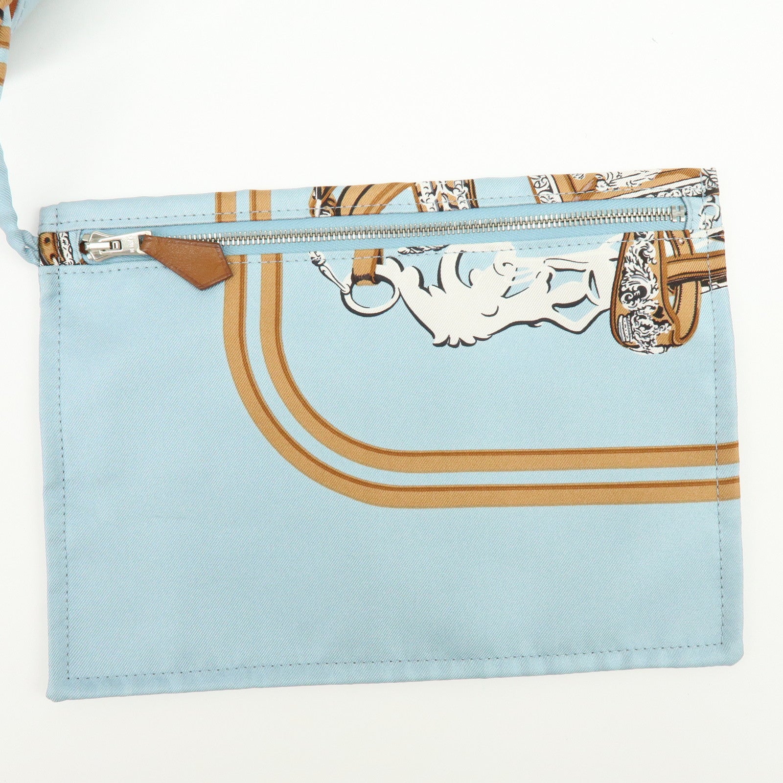 HERMES Silk Leather Silky City MM Shoulder Bag BRIDESdeGALA Blue