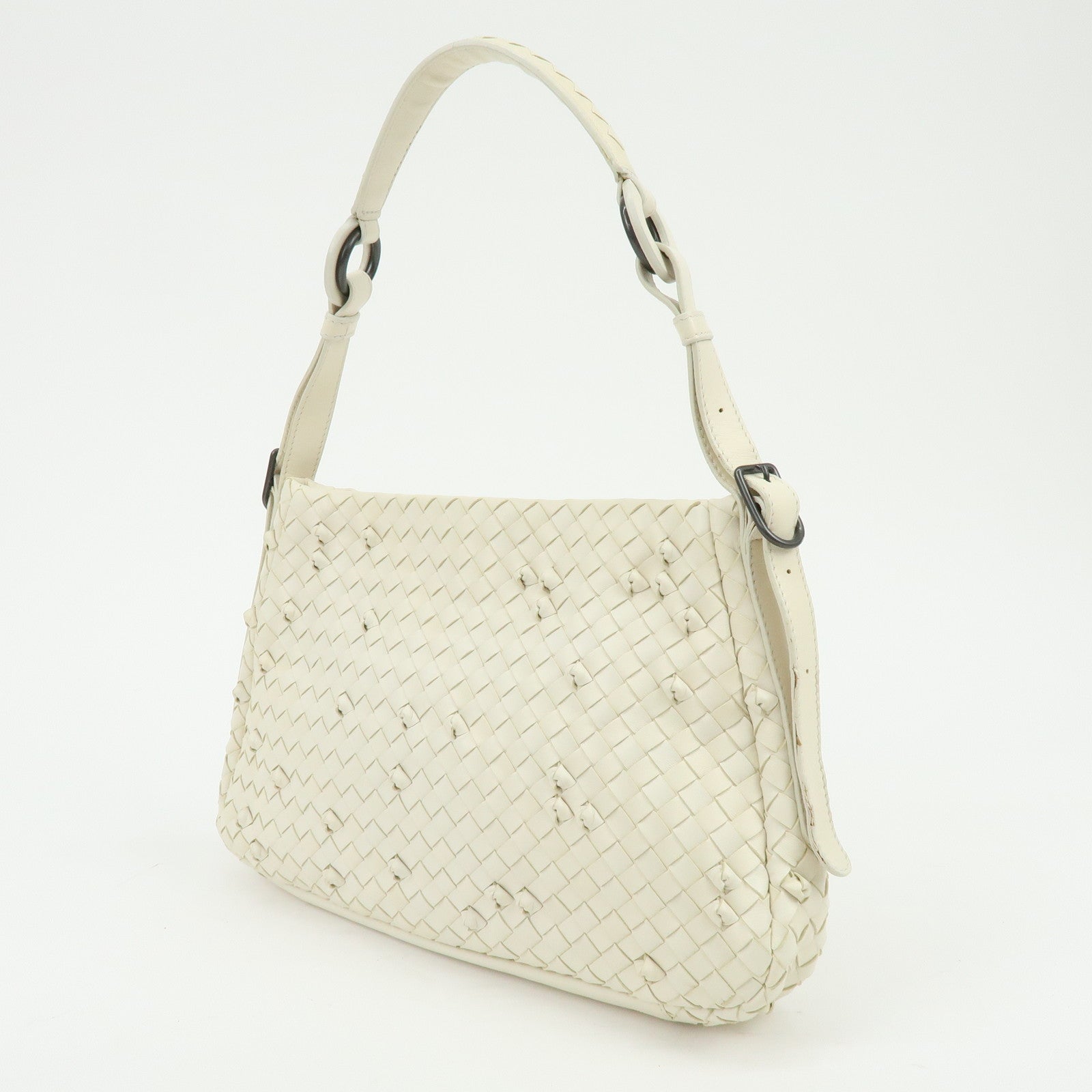BOTTEGA VENETA Intrecciato Leather Shoulder Bag Hand Bag White 133507