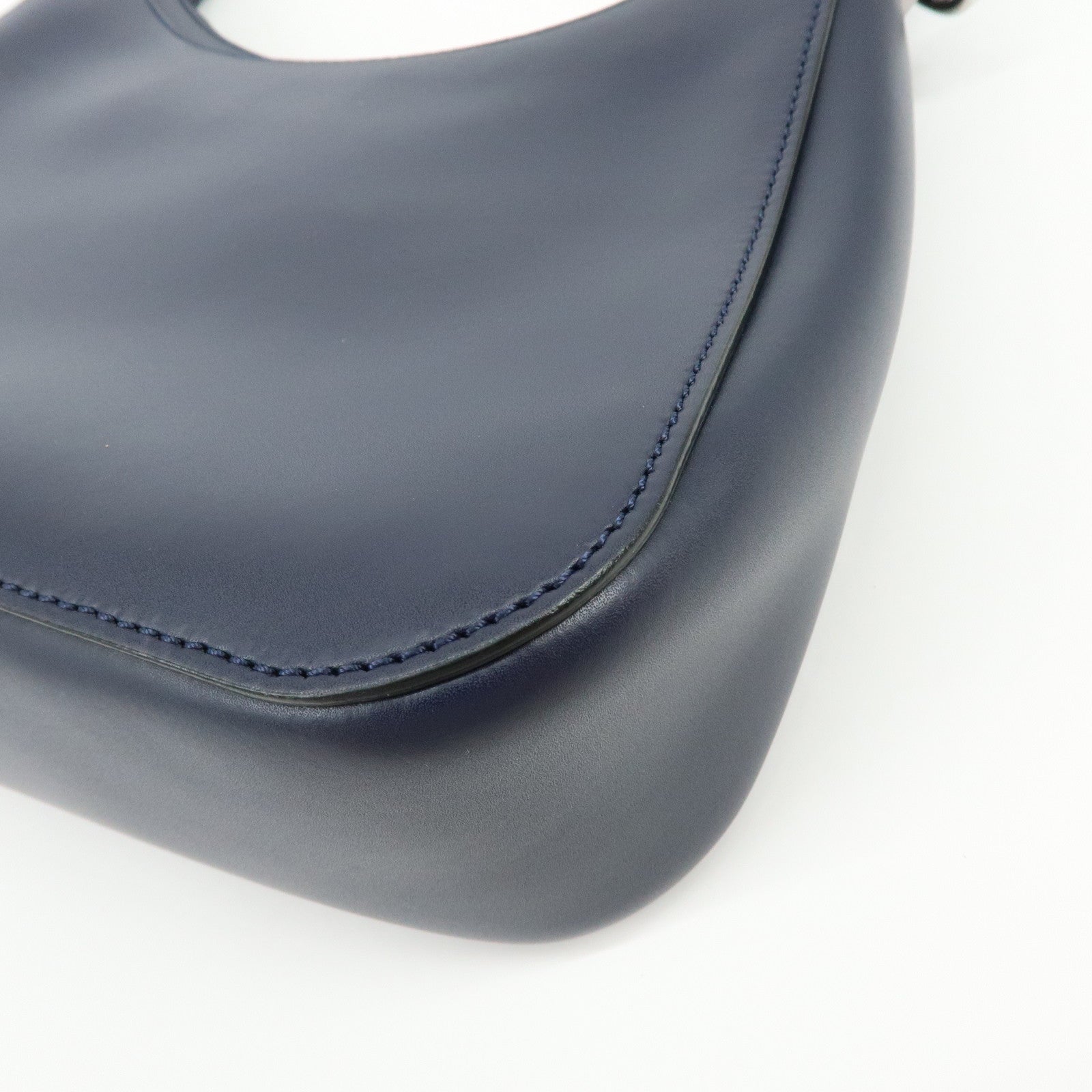 VALENTINO Logo Leather 2Way Bag Hand Bag Shoulder Bag Navy
