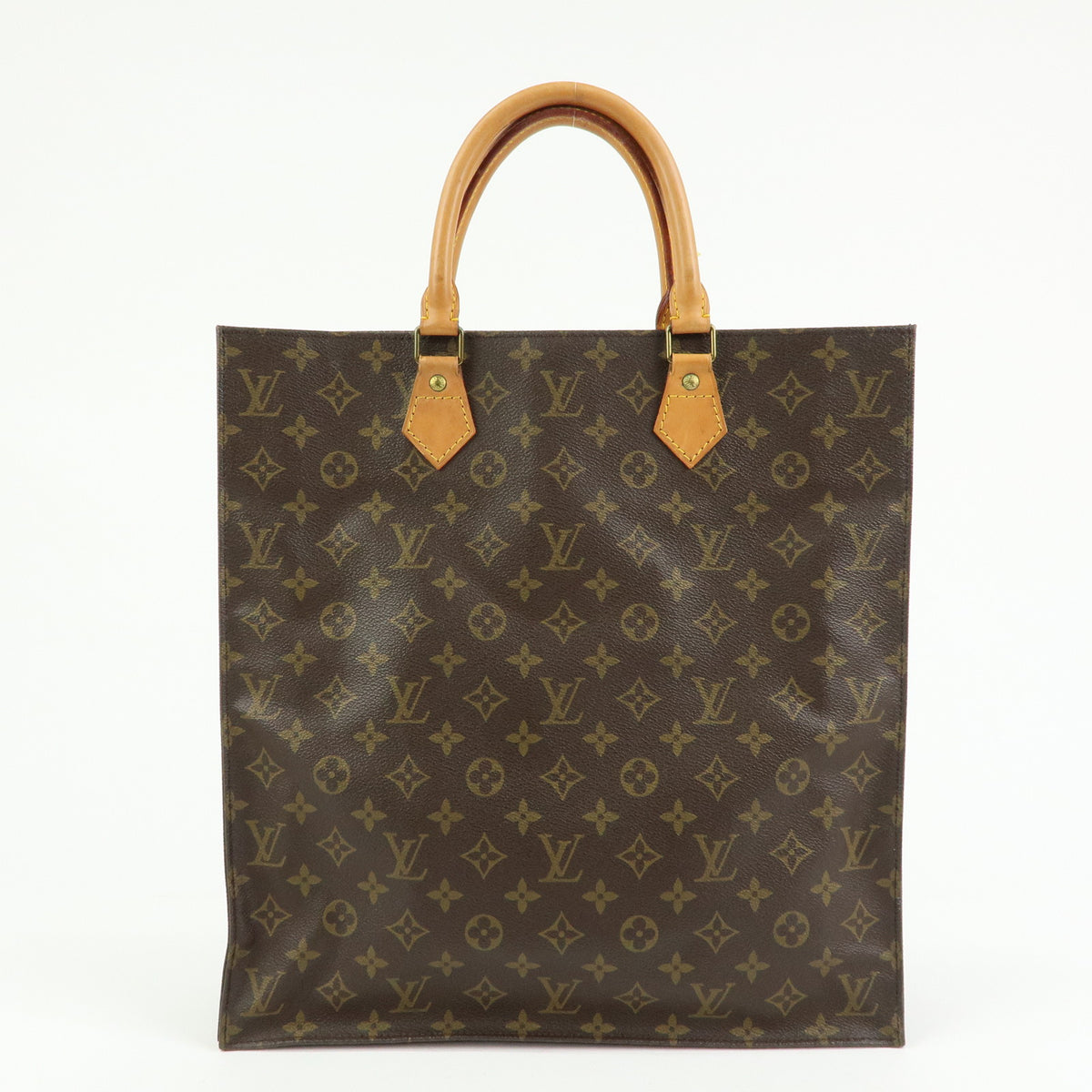 Louis Vuitton Monogram Sac Plat Tote Bag Hand Bag Brown M51140