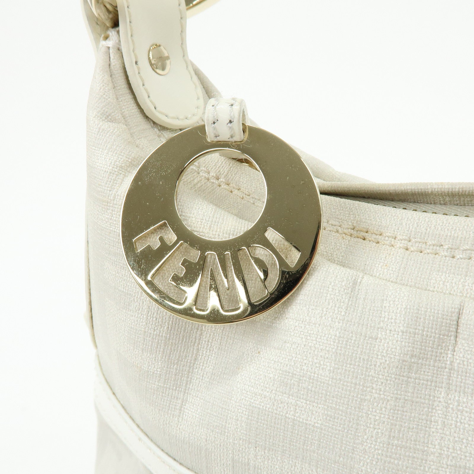 FENDI Zucca PVC Leather Shoulder Bag Hand Bag White 8BR448